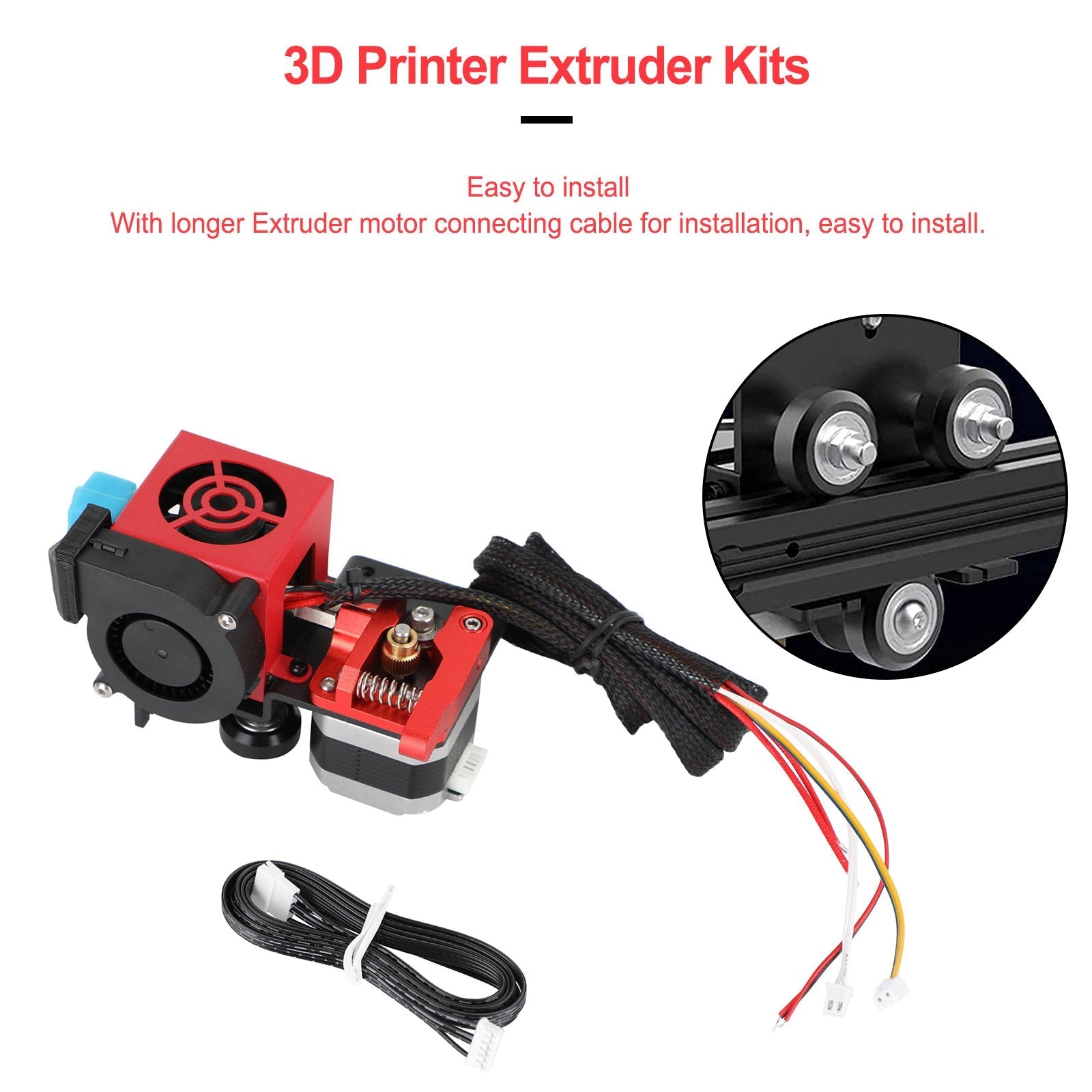 Ventilador de extrusor de turbo de la impresora 3D MK8 Direct Turbo Polea para CR-10 Ender3 12V/24V