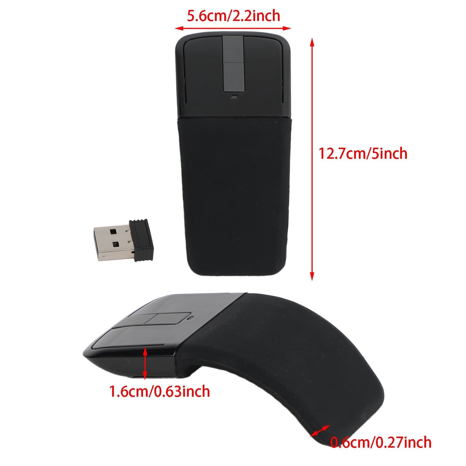 Souris sans fil Arc Touch pliable 2,4 GHz récepteur tactile optique PC portable