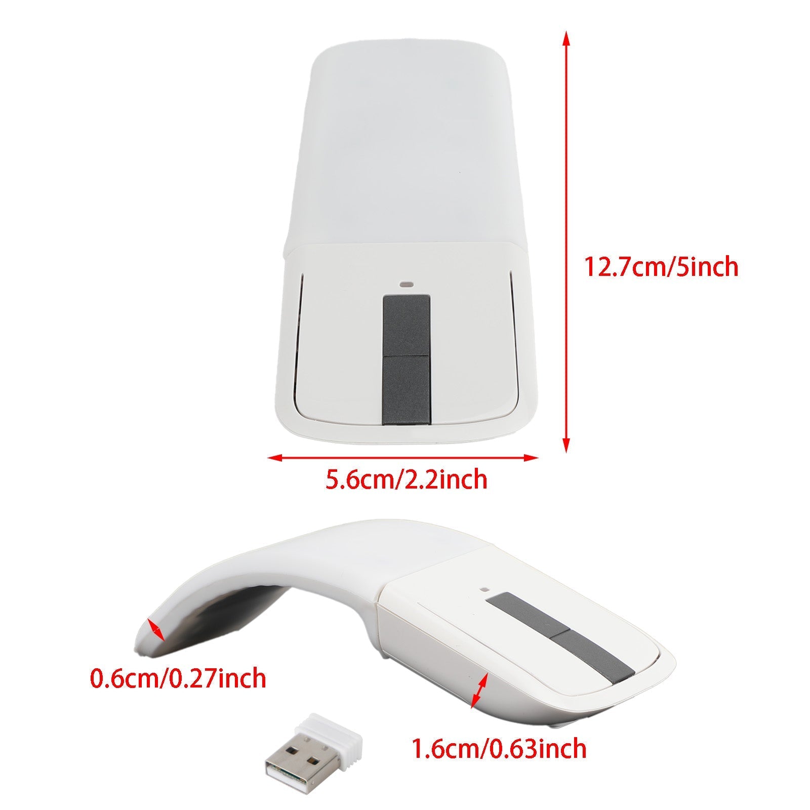 Souris sans fil Arc Touch pliable 2,4 GHz récepteur tactile optique PC portable