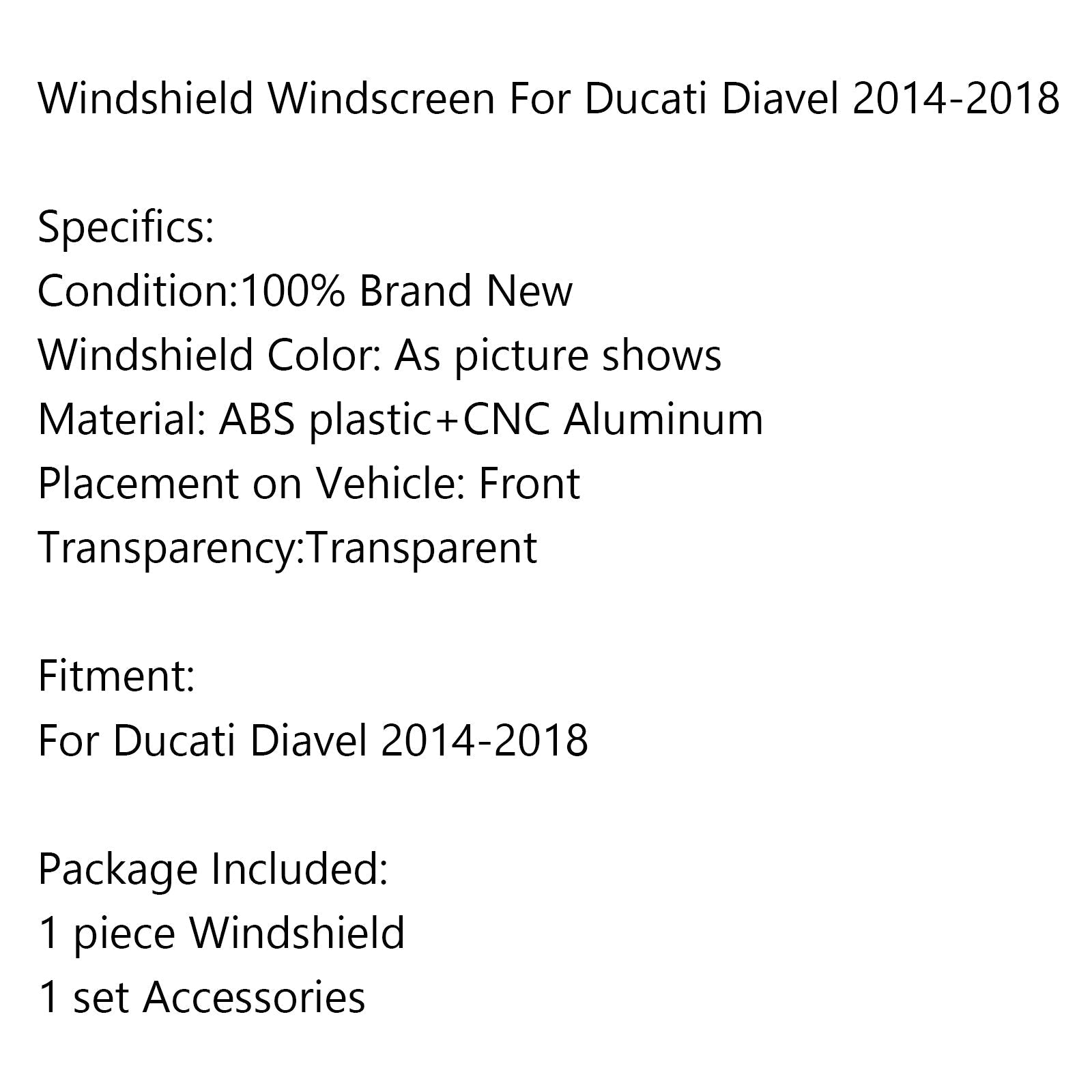 1 protector deflector de viento para parabrisas para Ducati Diavel 2014-2018 genérico.