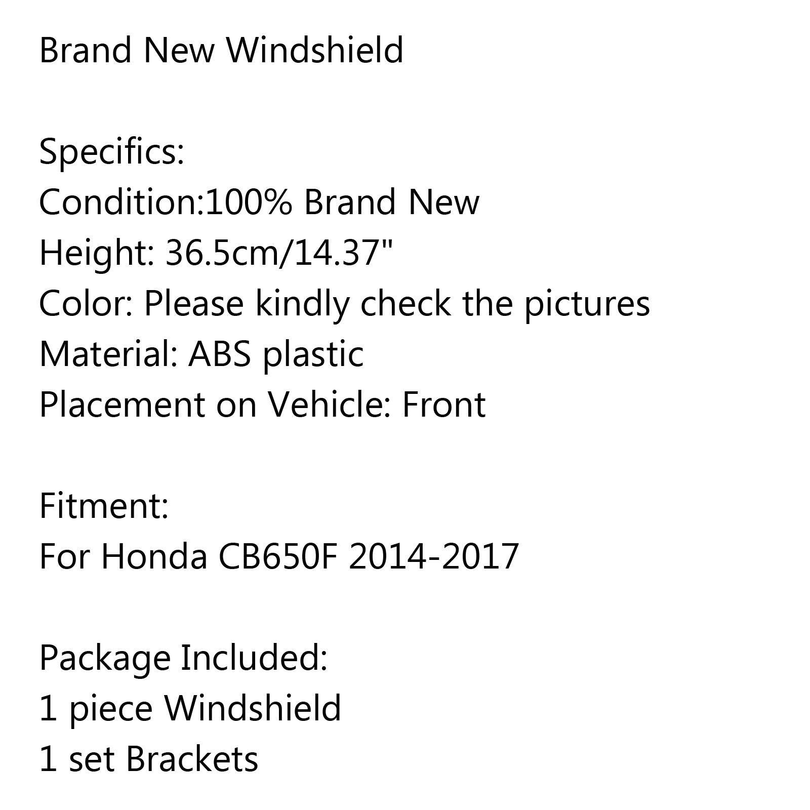 Bouclier de pare-brise en plastique ABS avec support pour Honda CB650F 2014-2017 générique