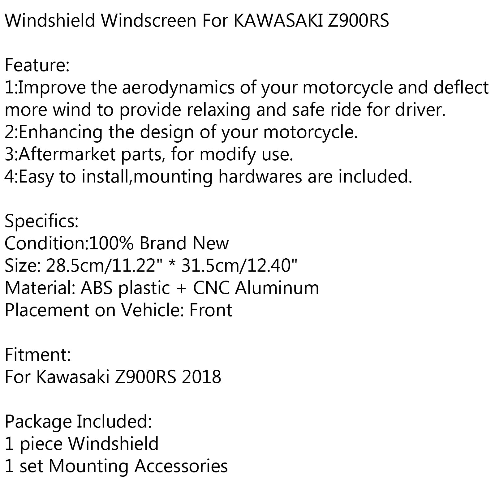 Pare-brise ABS pare-brise Cafe Racer pare-vent pour Kawasaki Z900RS 2018 générique