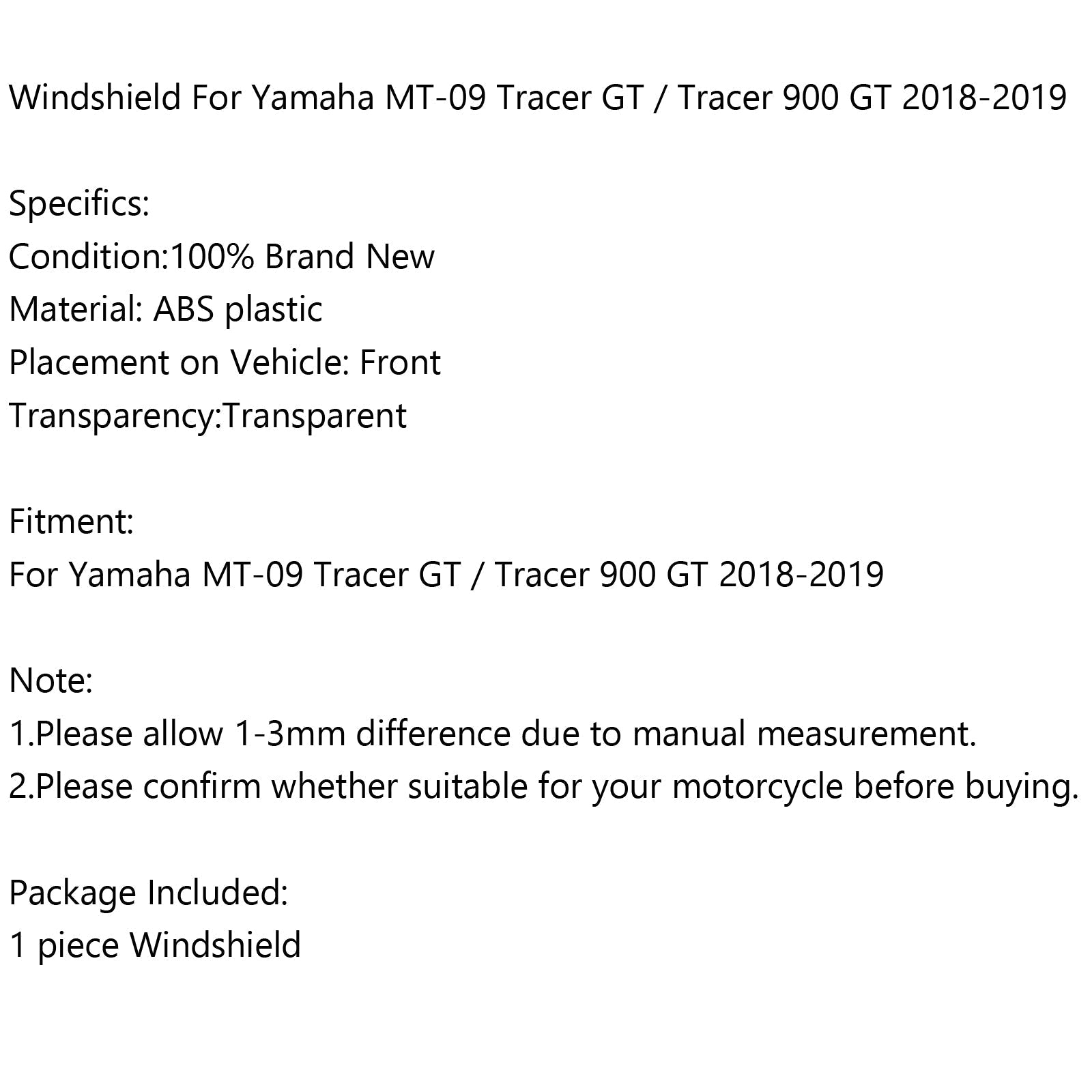 Szyba przednia motocykla do Yamaha MT-09 Tracer GT Tracer 900 GT 18-20 Generic