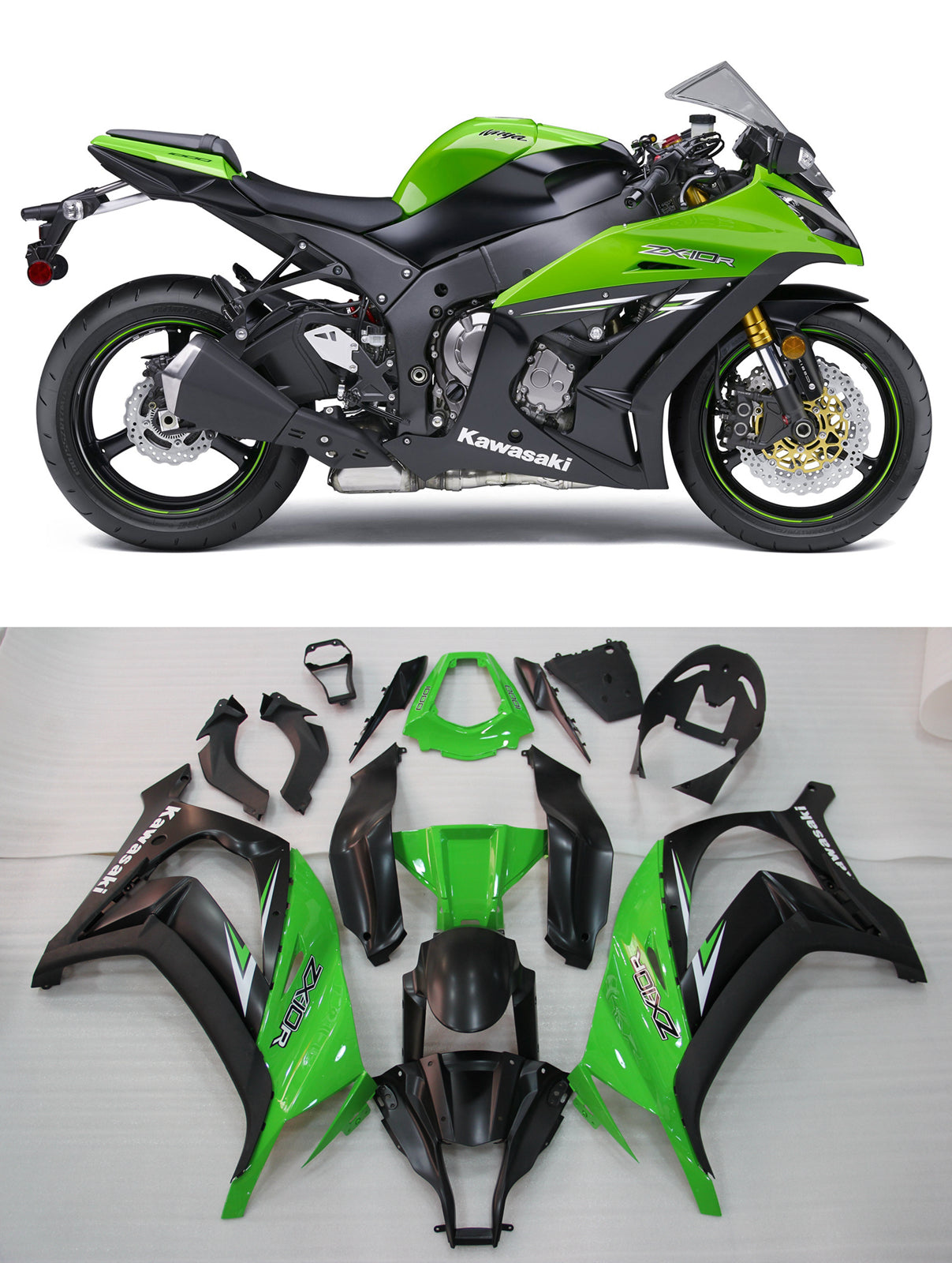 Amotopart Carénages 2011-2015 Plastiques Kawasaki ZX10R Ninja Vert Noir ZX10R Generic