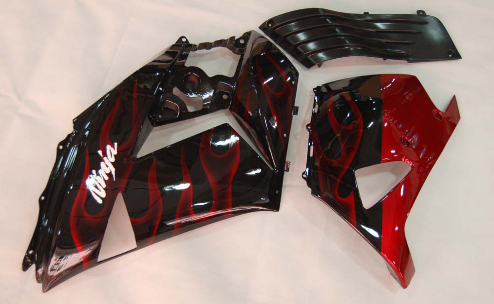 Carénages Amotopart 2006-2011 Kawasaki ZX14R Black &amp; Red Flame Ninja Generic