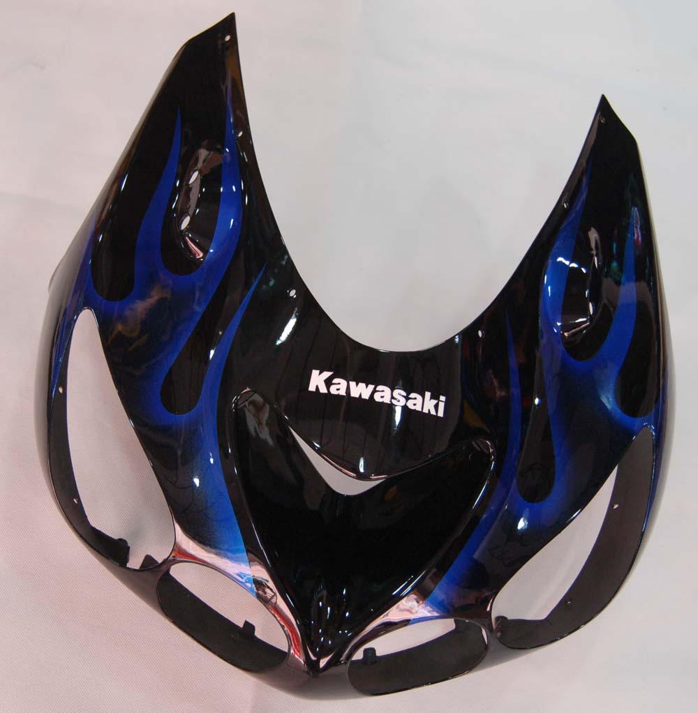 Carénages Amotopart 2006-2011 Kawasaki ZX14R Black &amp; Blue Flame Ninja Generic