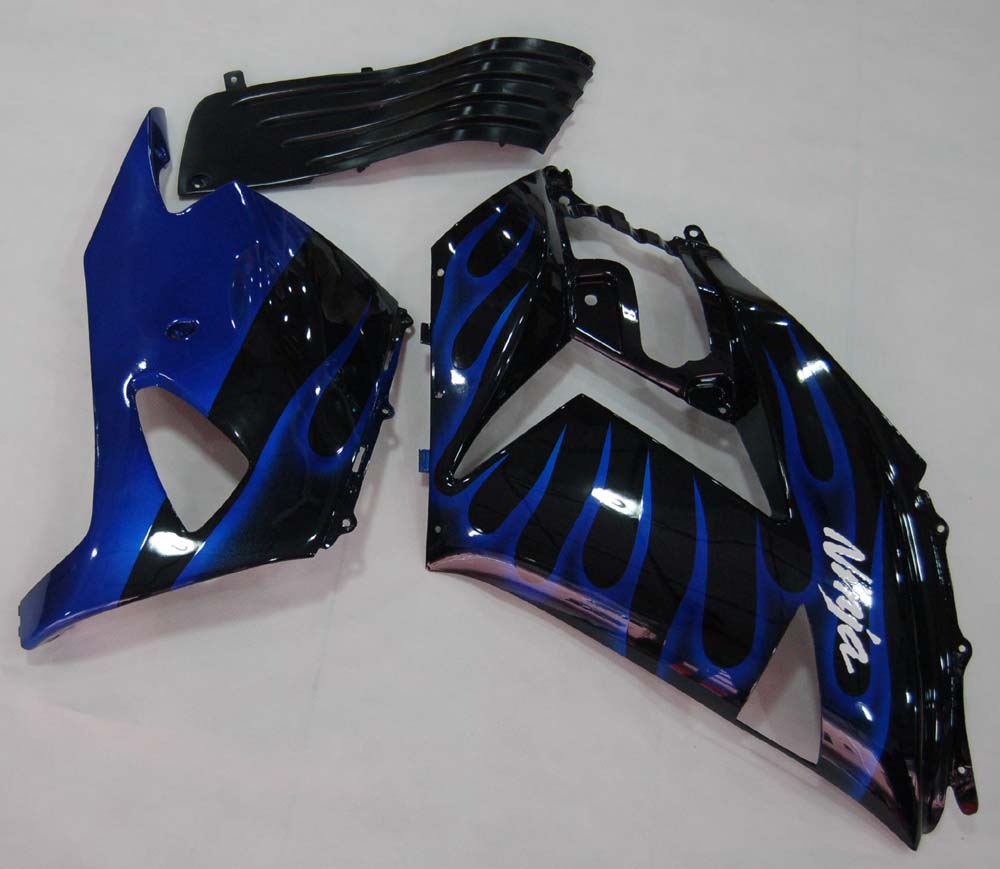 Carénages Amotopart 2006-2011 Kawasaki ZX14R Black &amp; Blue Flame Ninja Generic