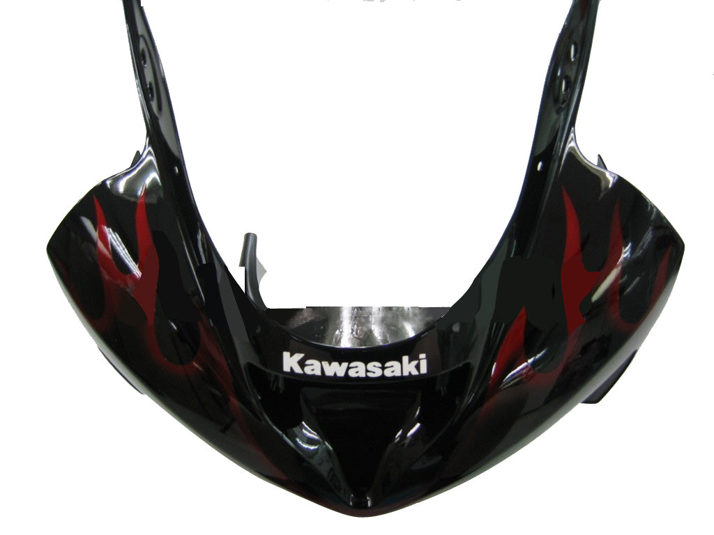 Carénages Amotopart 2003-2004 Kawasaki ZX6R 636 Black &amp; Red Flame ZX6R Generic