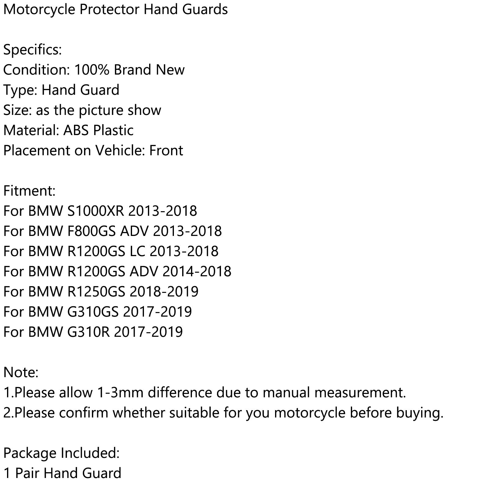 Protège-mains pour BMW R1200GS F800GS ADV 14-18 G310GS 17-19 Fumée Générique
