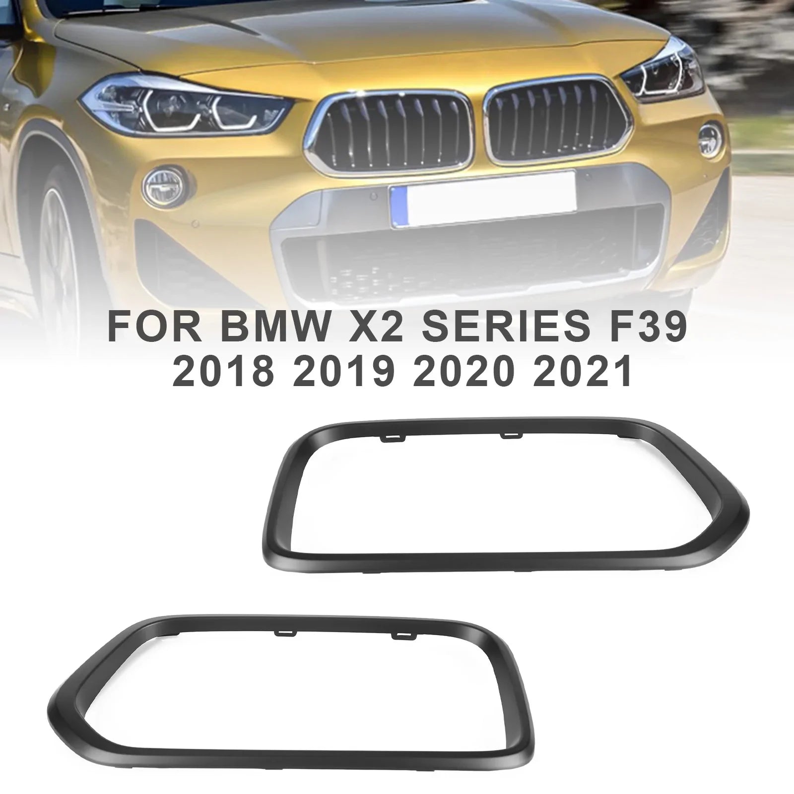 2018-2021 BMW X2 Series F39 Matt Blcak Garniture de cadre de calandre de pare-chocs avant