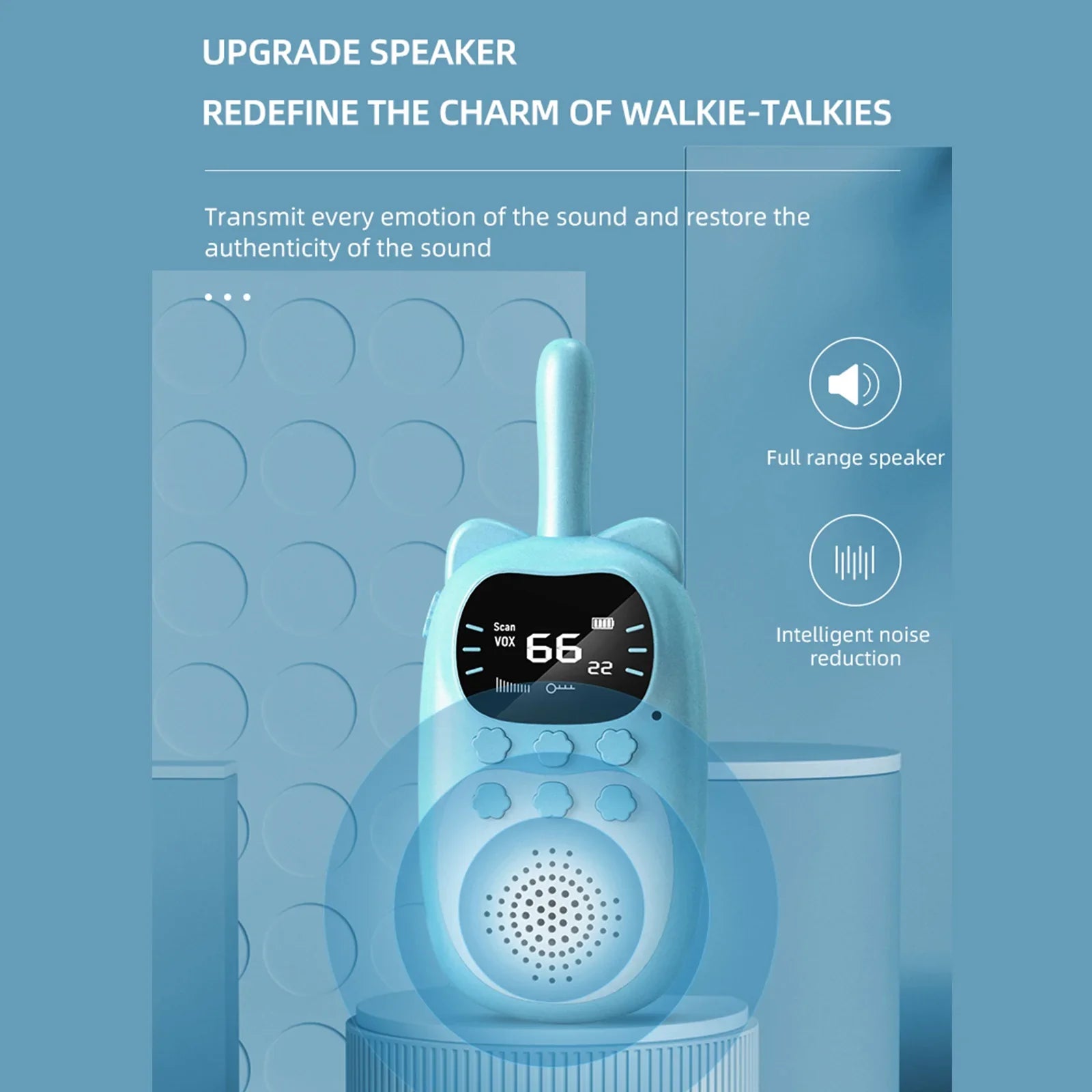 Paquete de 2 Talkies -Walkies Children - Rango de 3 km - 22 canales - Lámpara de bolsillo - Recargable