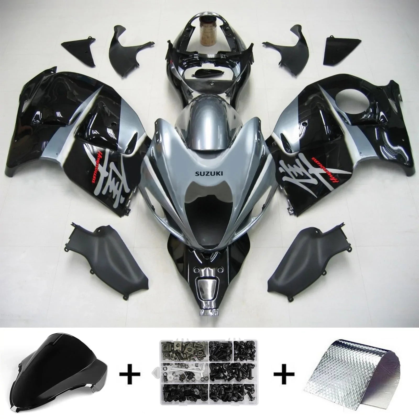 Amotopart Suzuki Hayabusa GSXR1300 1999-2007 Kit Carénage Carrosserie Plastique ABS