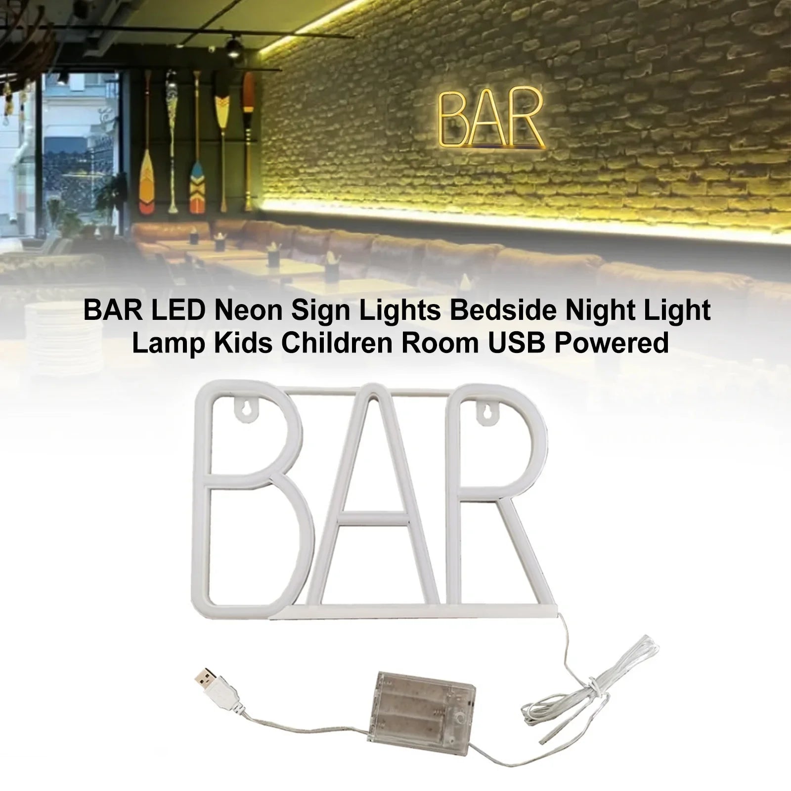 BAR LED Insegna al neon Luci da comodino Lampada da notte per bambini Camera dei bambini alimentata tramite USB