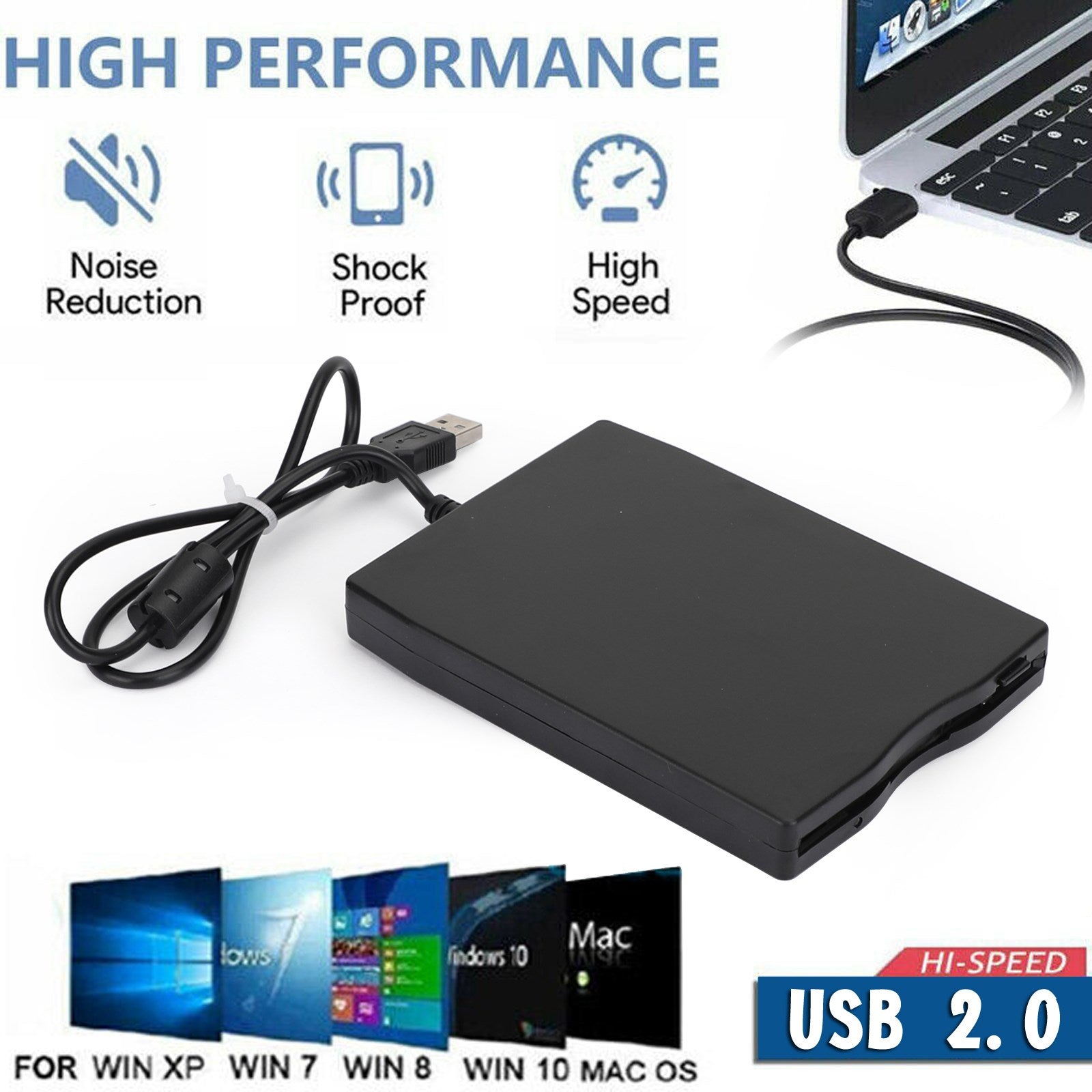 Unidad de disquete USB externa portátil de 3,5 "1,44 MB FDD para computadora portátil Win Mac