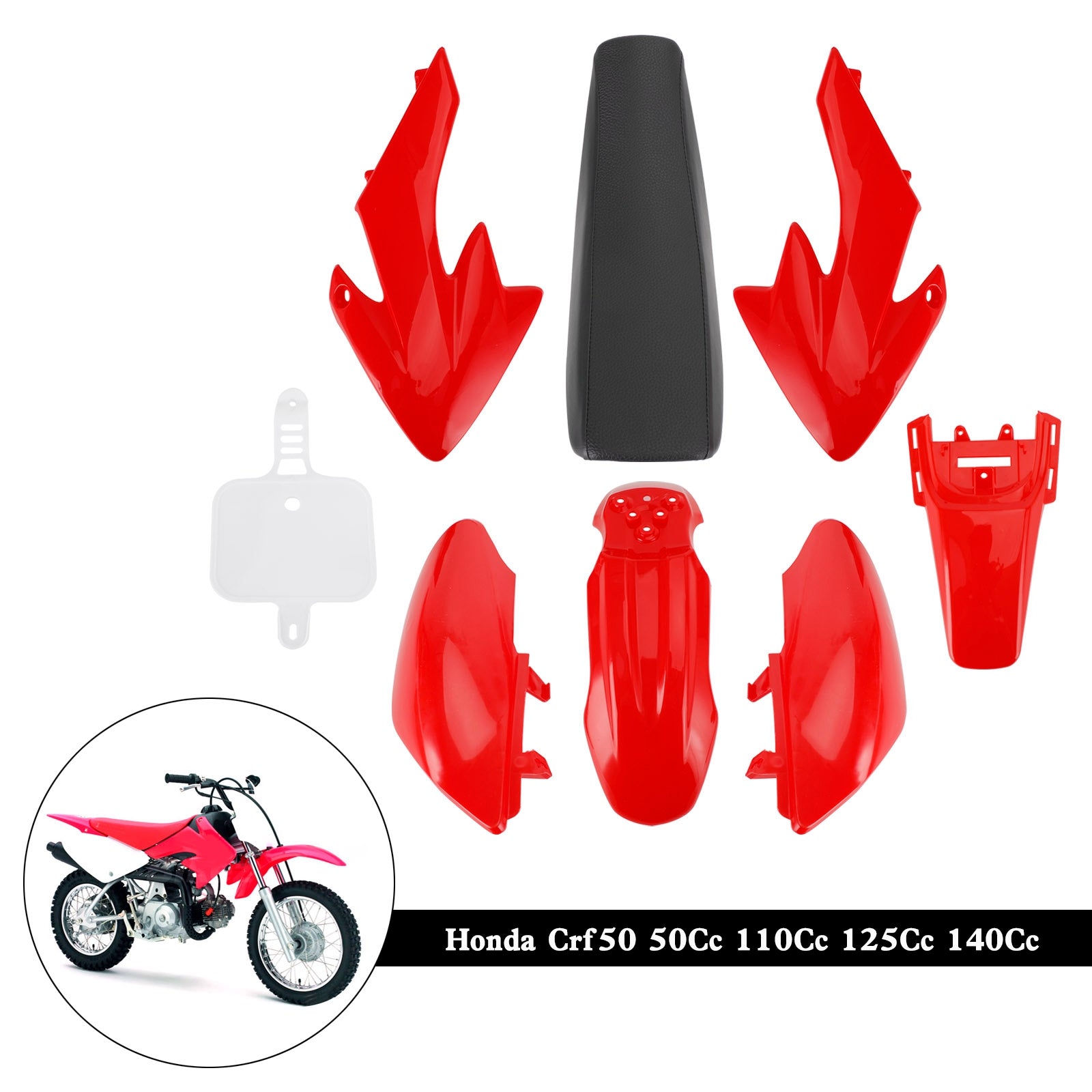 50 cc 110 cc 125 cc 140 cc plástico 4 tiempos Crf50 Pit Dirt Bike Set guardabarros asiento