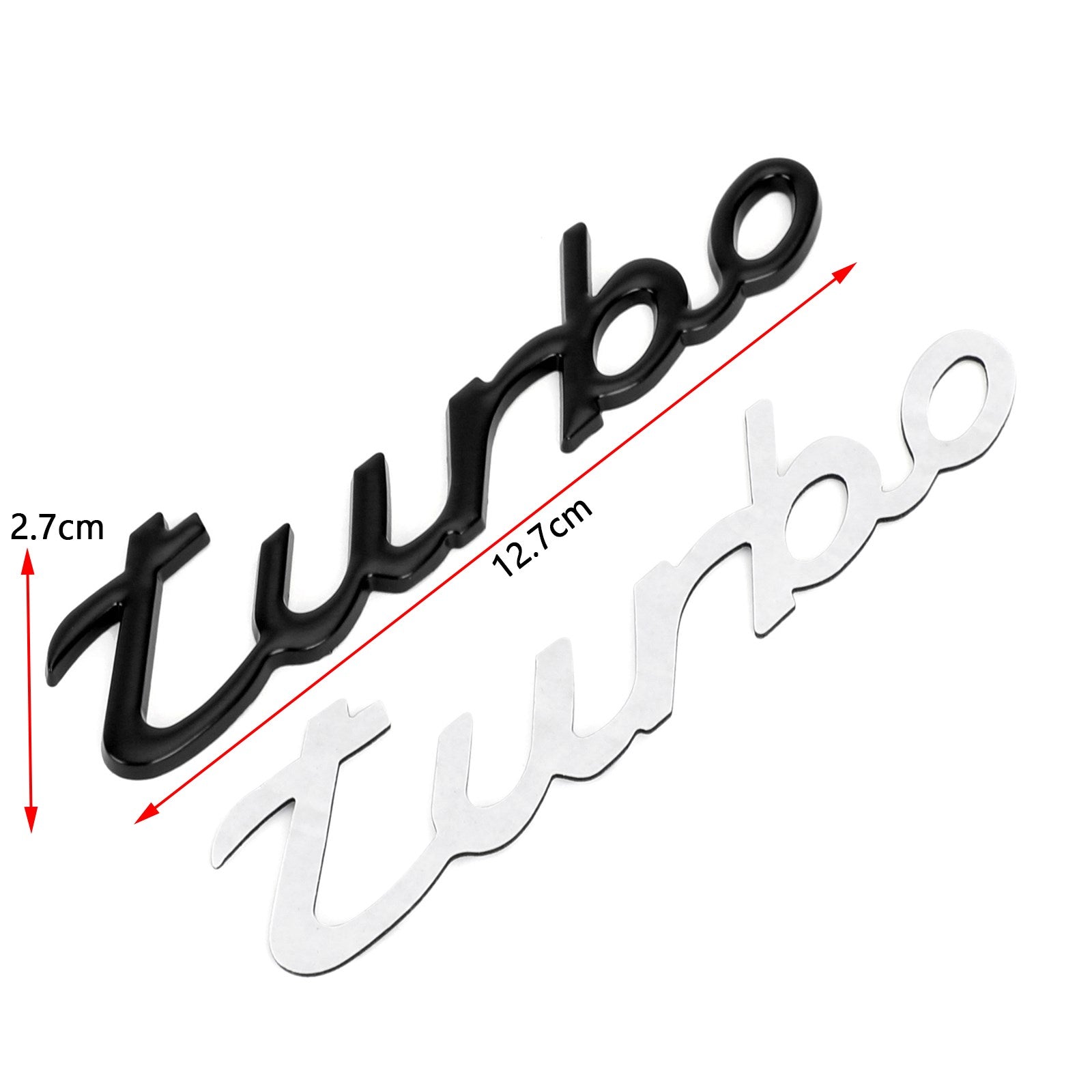 Etiqueta engomada del coche Chapado en 3D Metal Turbo Logo Emblema Insignia Calcomanía Negro Genérico