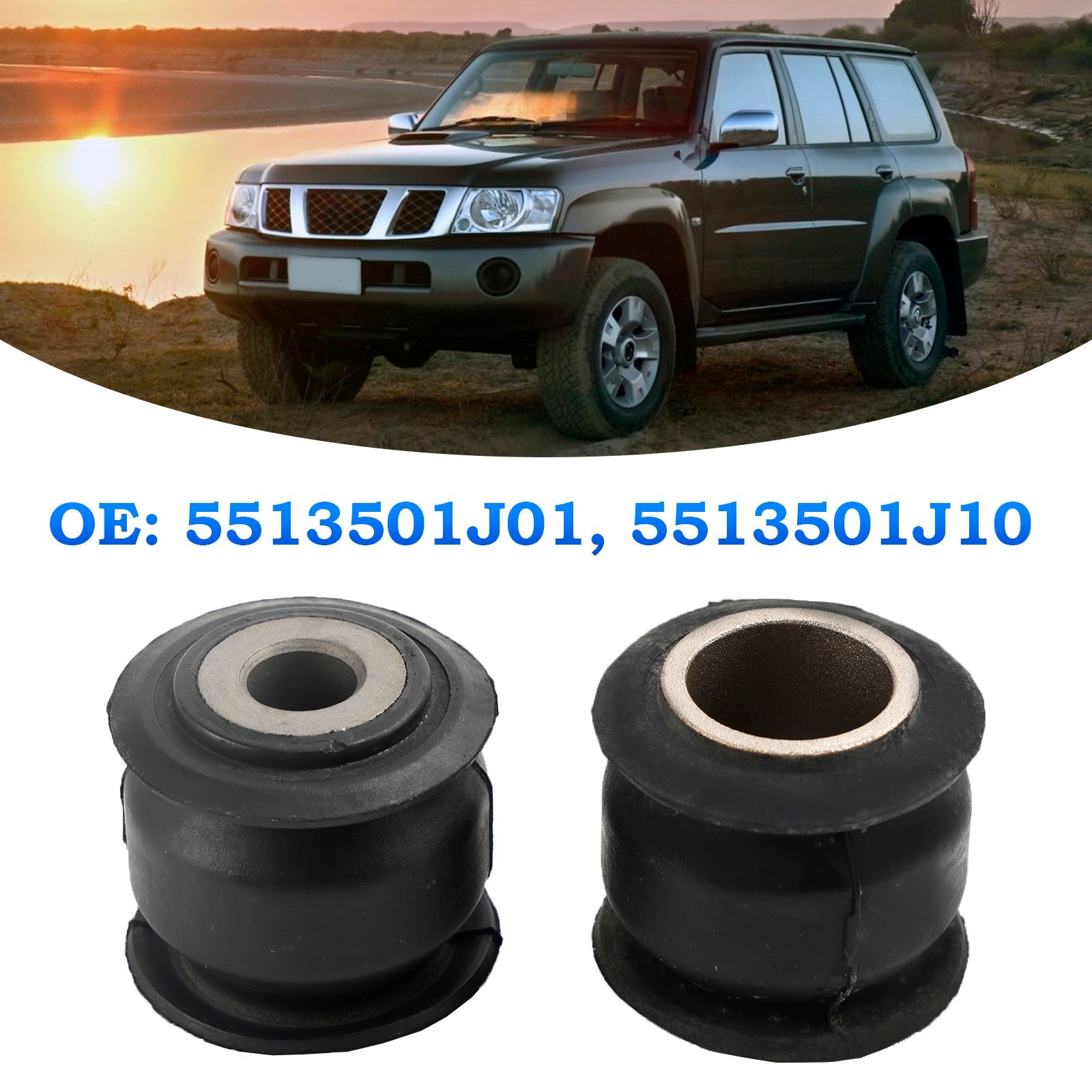 Kit d&#39;extrémité de châssis en caoutchouc, douille de barre stabilisatrice, paire pour Nissan Patrol GQ Y60 GU Y61