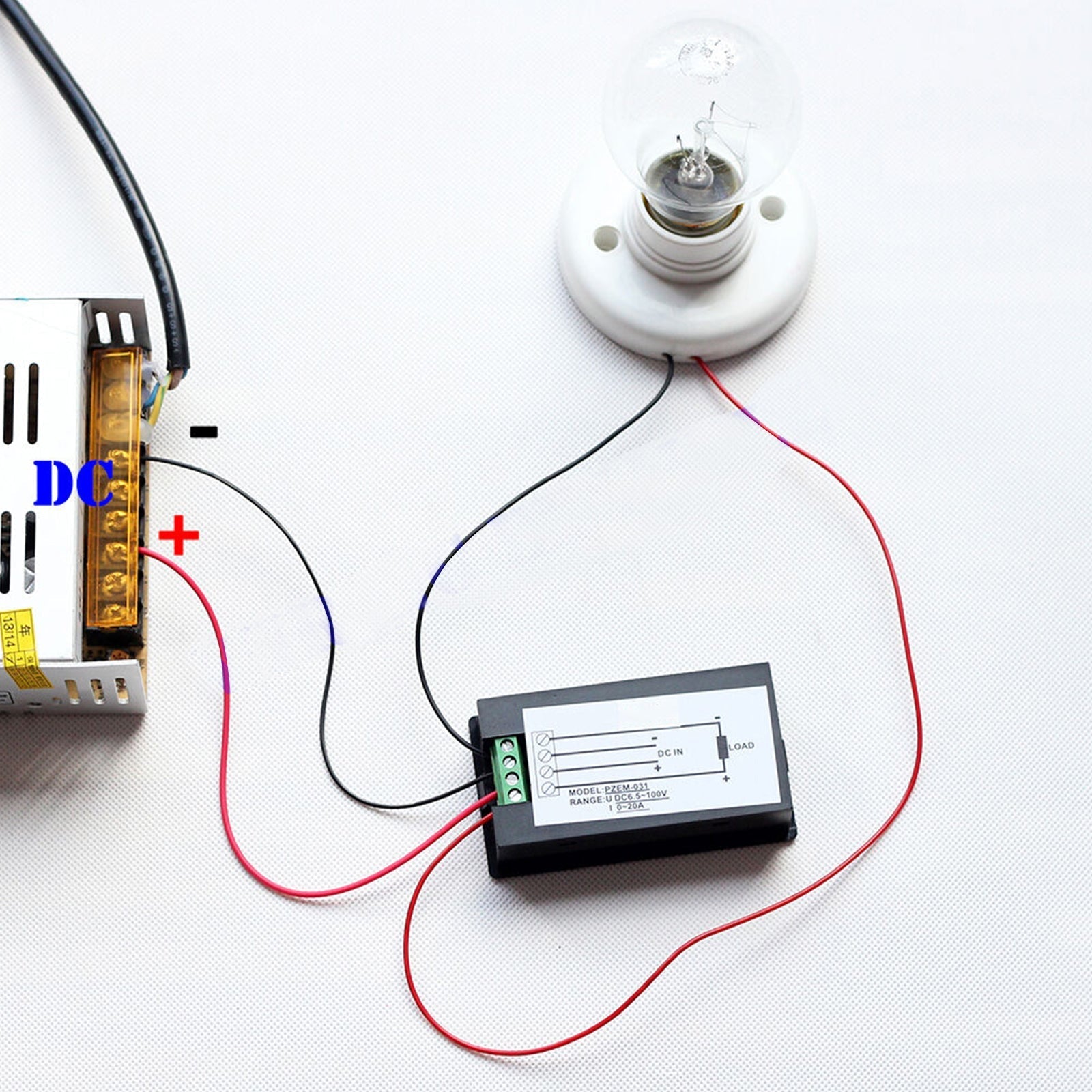 DC 20A 100V LCD Numérique Volt Tension Watt Courant Compteur De Puissance Ampèremètre Voltmètre