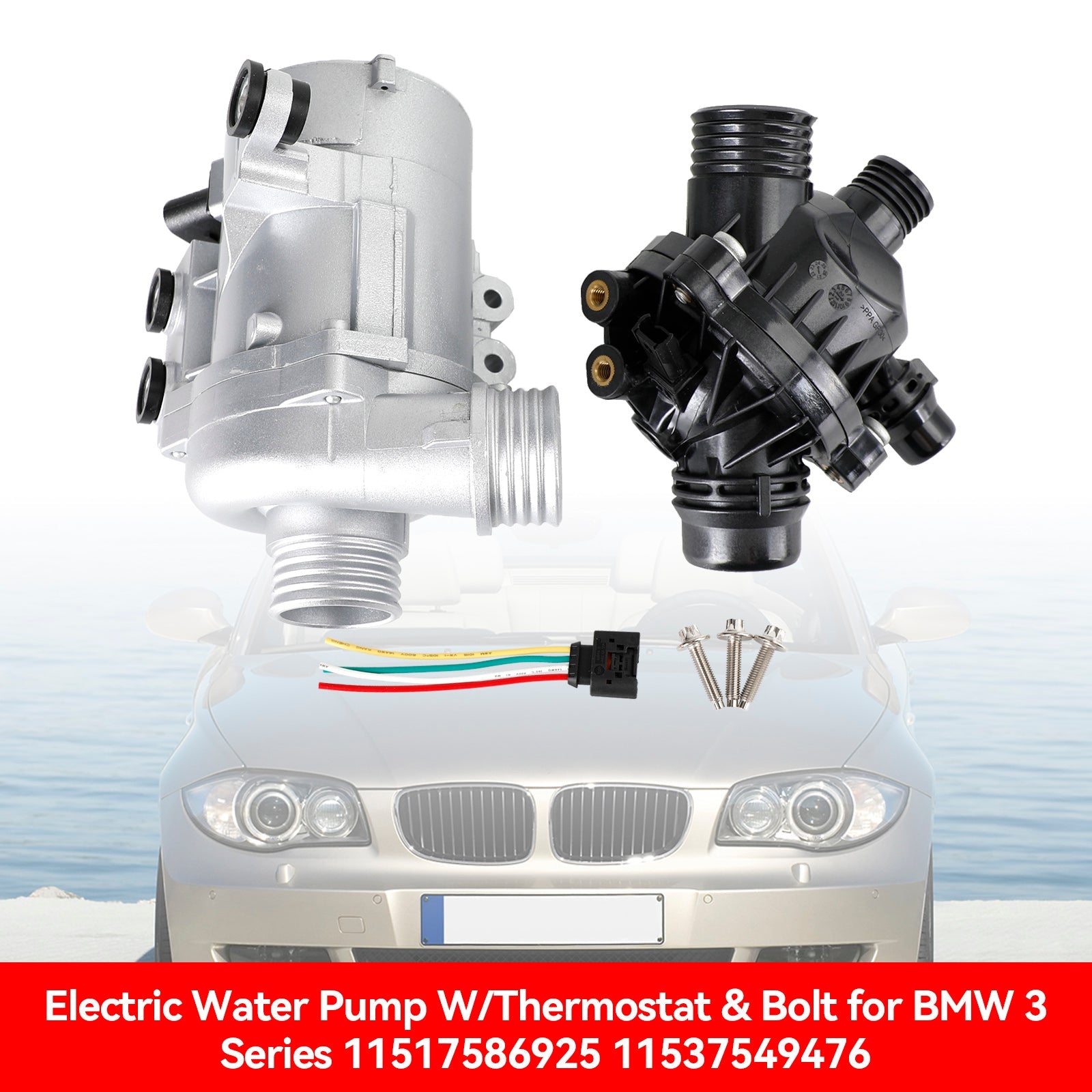 Pompe à eau électrique BMW 128i 328i 2007-2012 avec thermostat et boulon 11517586925 11537549476