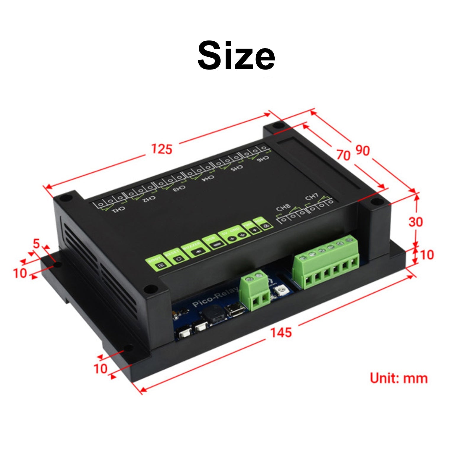 Kit HAT per alloggiamento modulo di espansione relè a 8 canali per scheda RPI Raspberry Pi Pico W WH