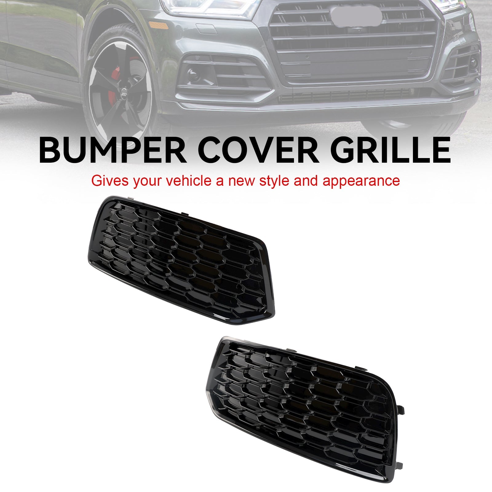 Audi Q5 2018-2022 Mesh 2PCS Couverture de pare-chocs avant Grille Grill Lunette Insert