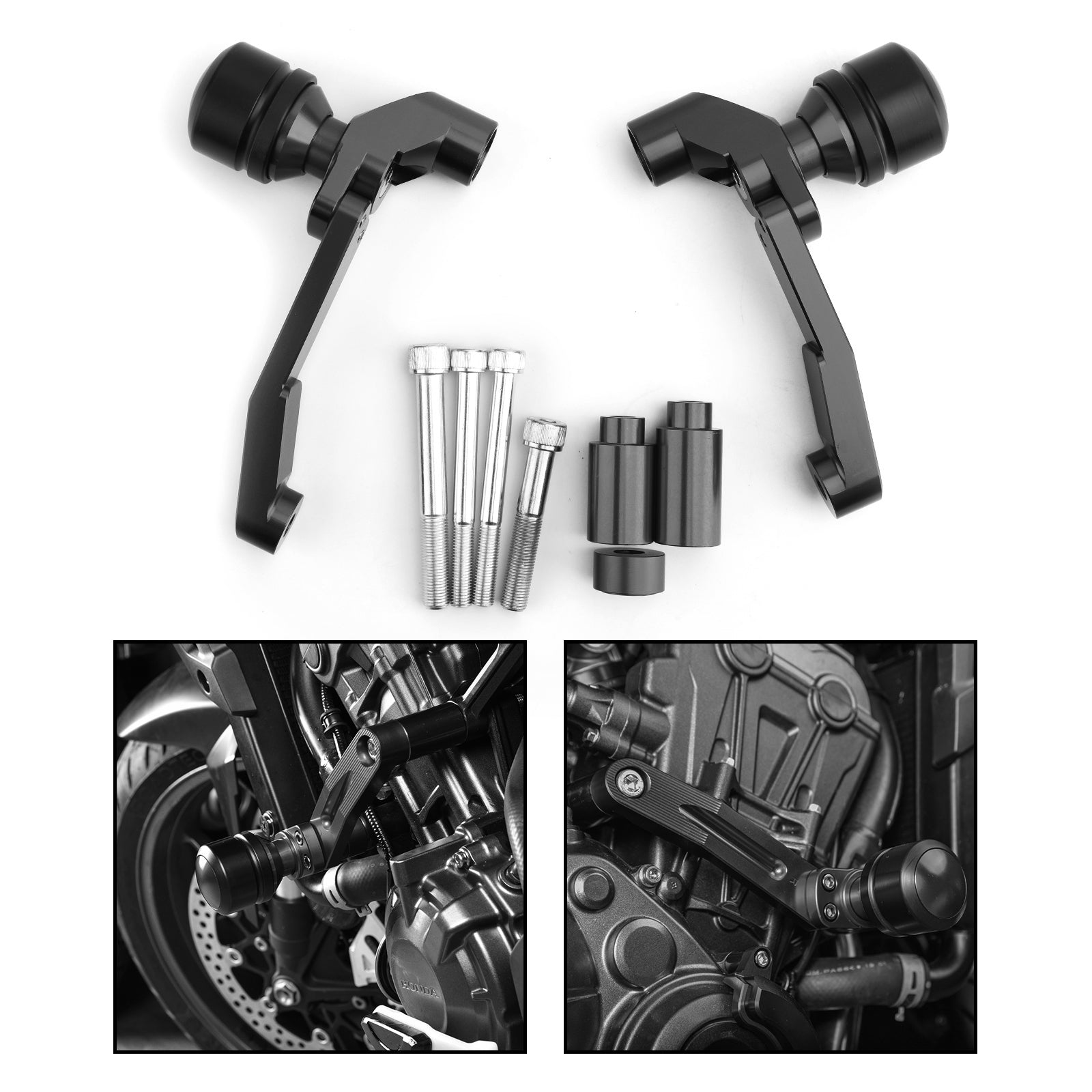 Kit de protections contre les chocs de cadre moteur pour Honda CB650R 2019-2021 Noir Generic