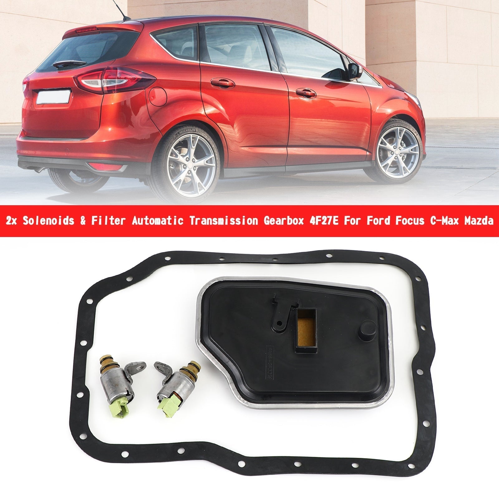 2x Solenoides y Filtro Caja de Cambios de Transmisión Automática 4F27E para Ford Focus Mazda Genérico