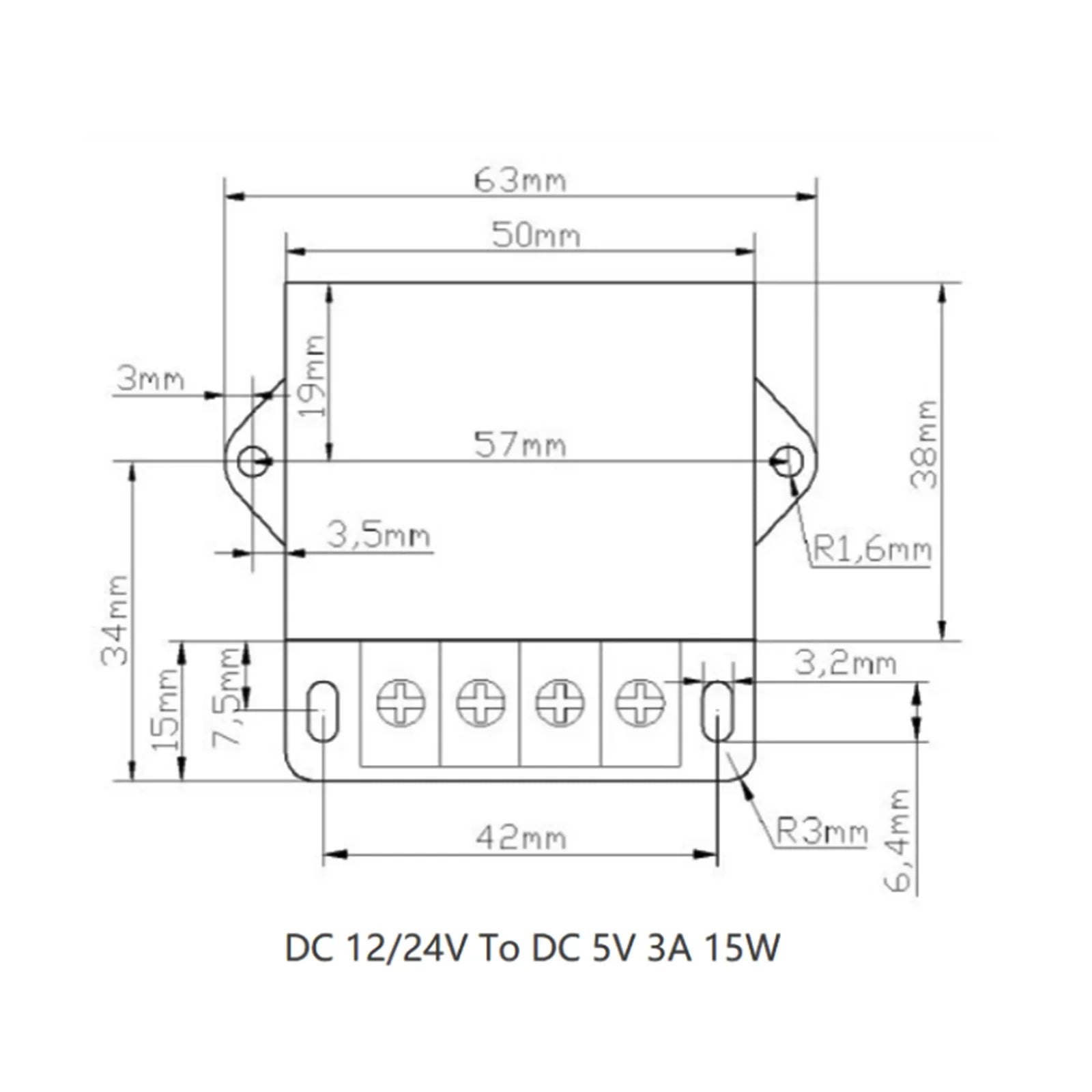 DC-DC 12V/24V à 5V 3A 15W Module régulateur abaisseur convertisseur de tension mètre