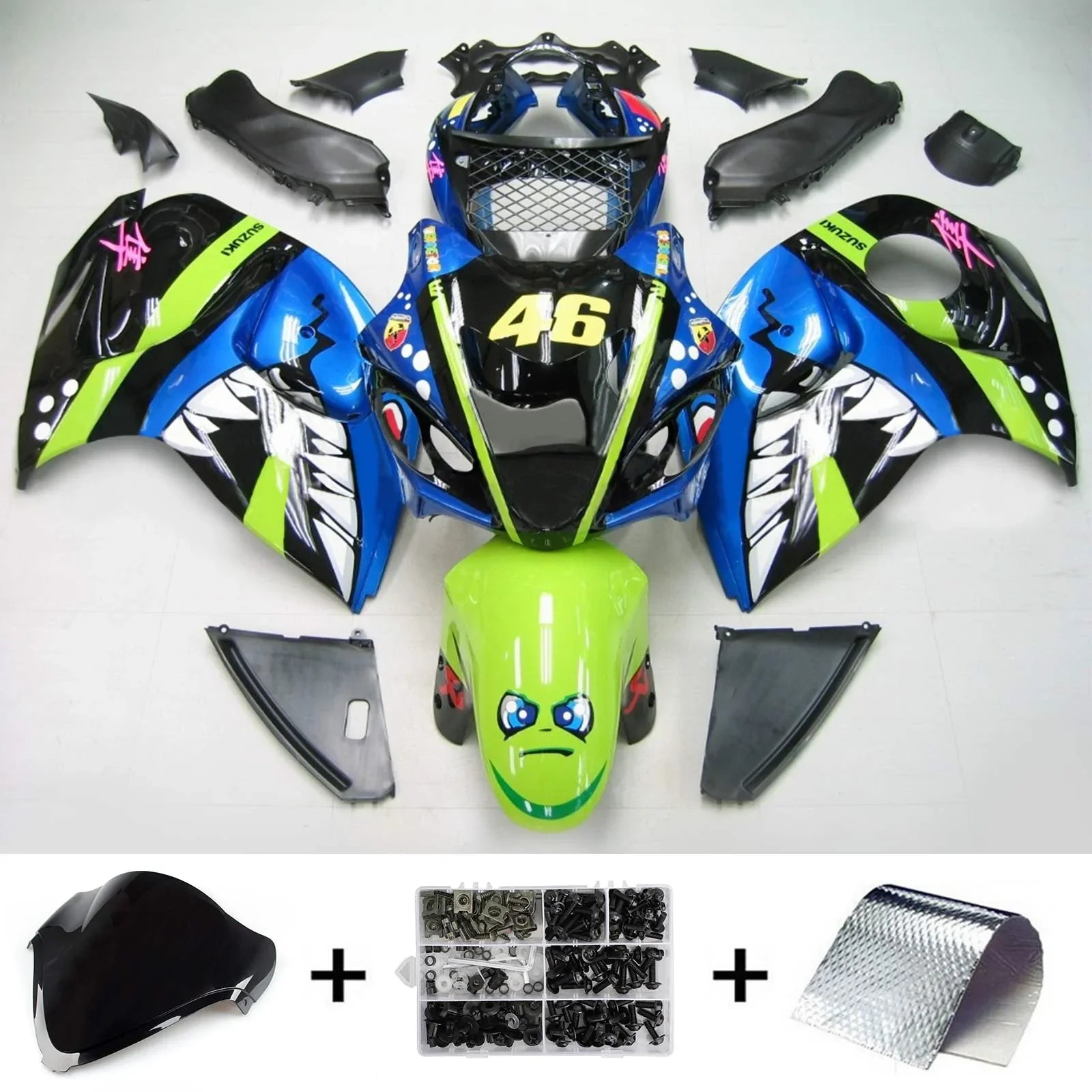 Amotopart Suzuki Hayabusa GSXR1300 2008-2020 Kit Carenado Carrocería Plástico ABS