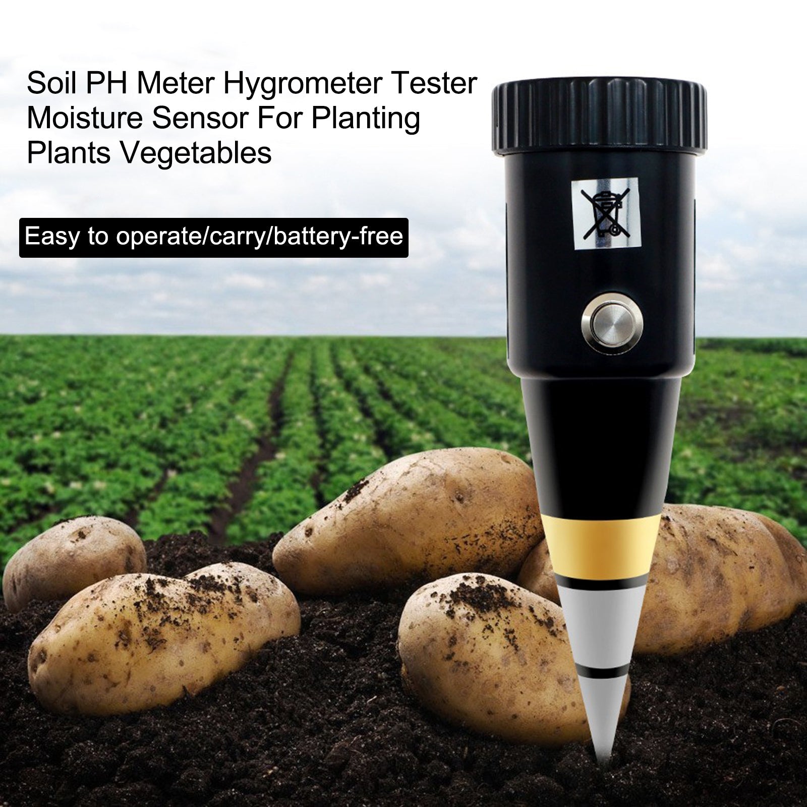 Misuratore di pH del suolo Tester igrometro Sensore di umidità per piantare piante Verdure