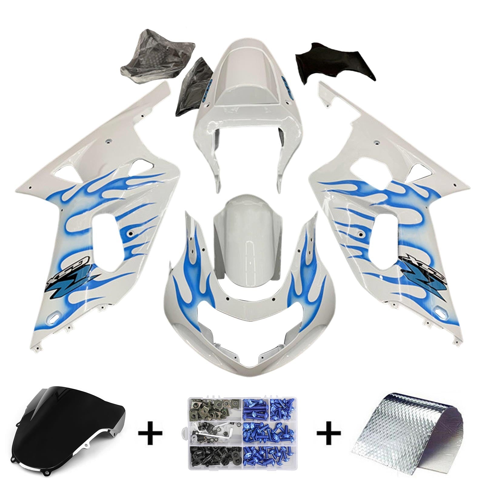 Amotopart Suzuki GSXR600 GSXR750 2001-2003 K1 Kit de carénage carrosserie plastique ABS