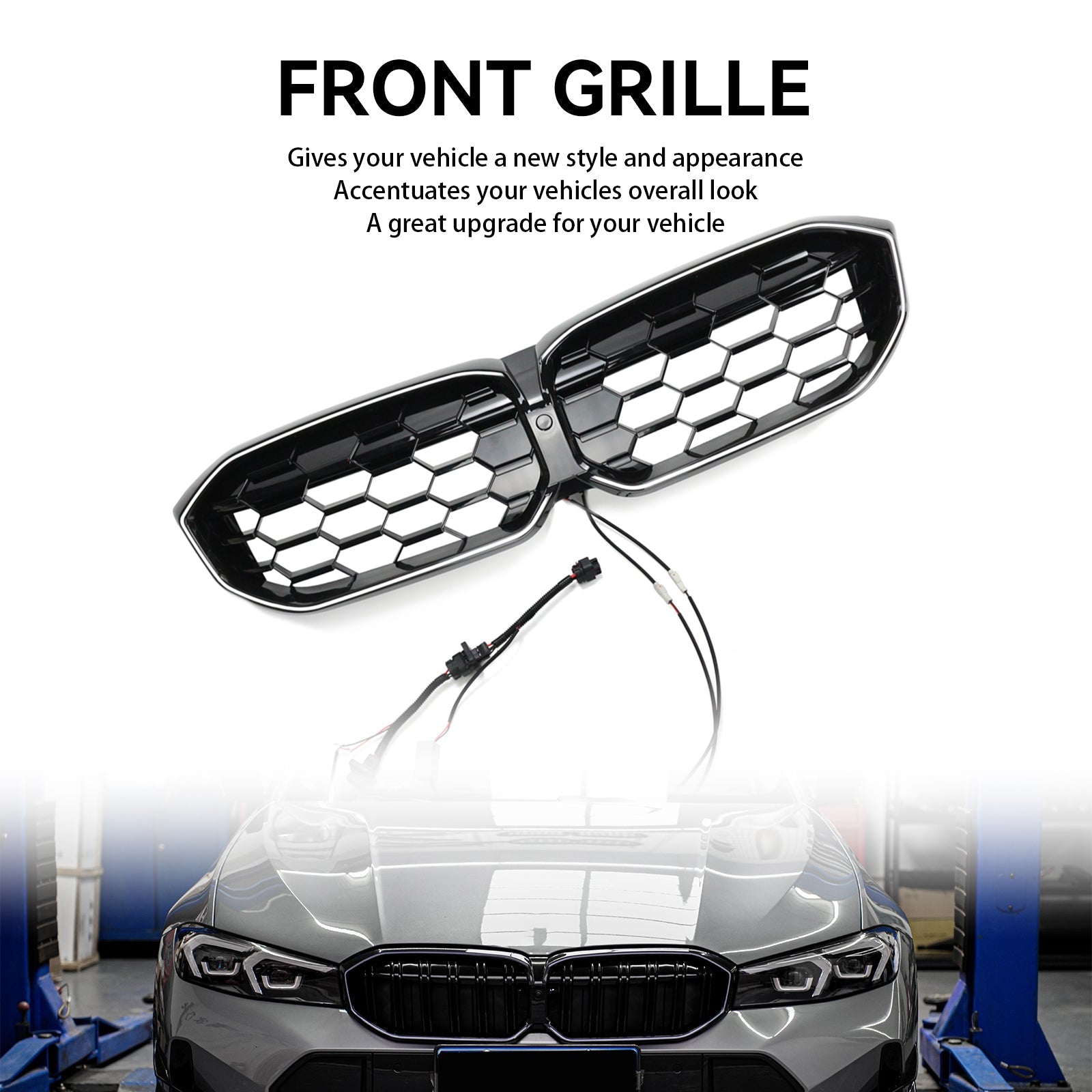 Maille de calandre avant noir brillant diamant pour BMW Série 3 G20 G28 2023-2024