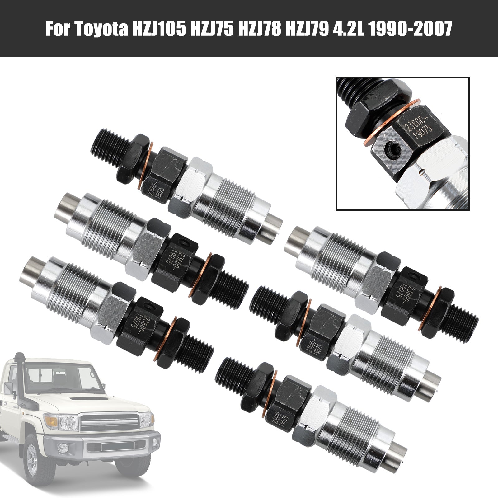 1990-2007 Toyota HZJ105 HZJ75 HZJ78 HZJ79 6 piezas inyectores de combustible 23600-19075 Fedex Express