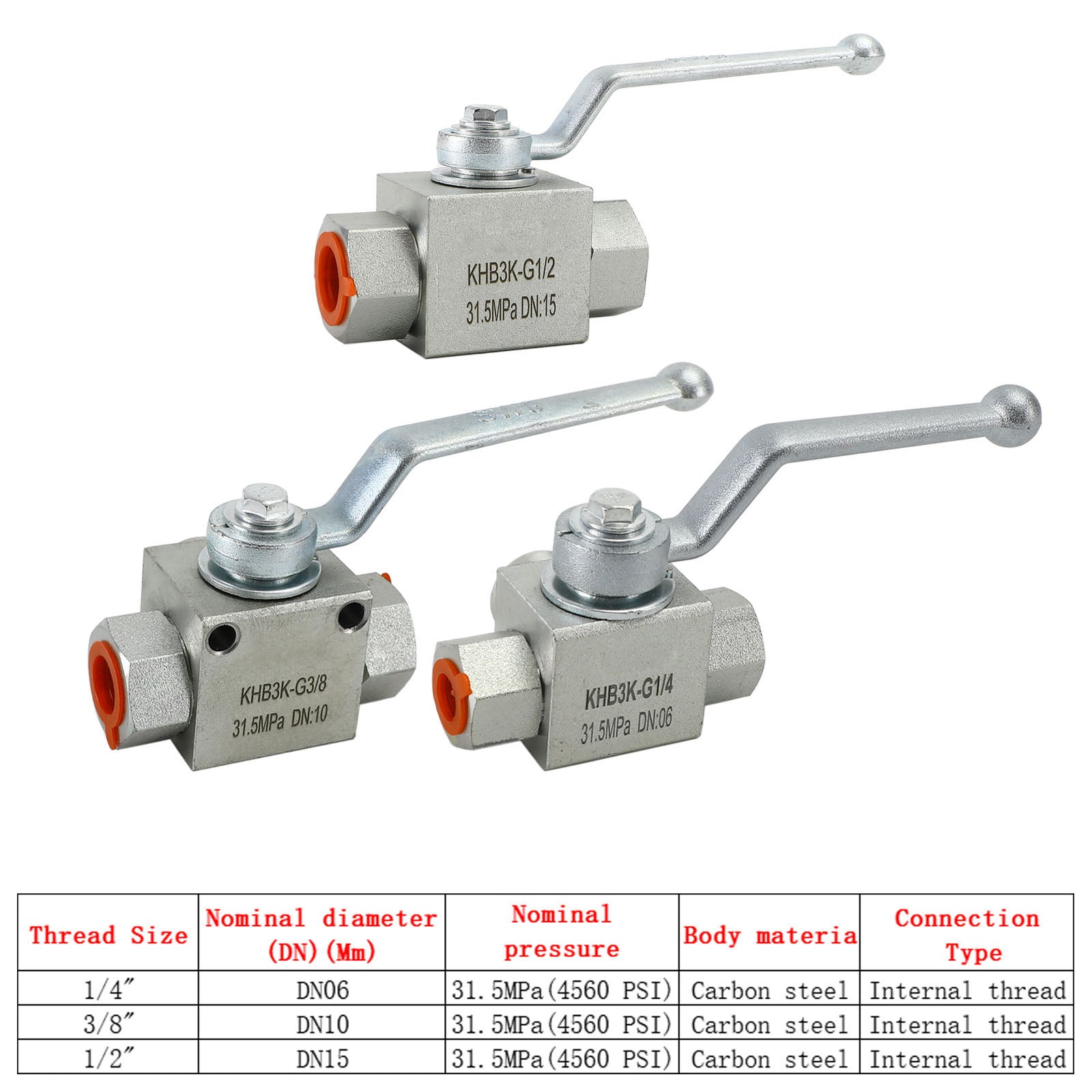 Válvula de bola hidráulica de 3 vías Válvula de bola de alta presión hembra NPT de 1/4"/3/8"/1/2"