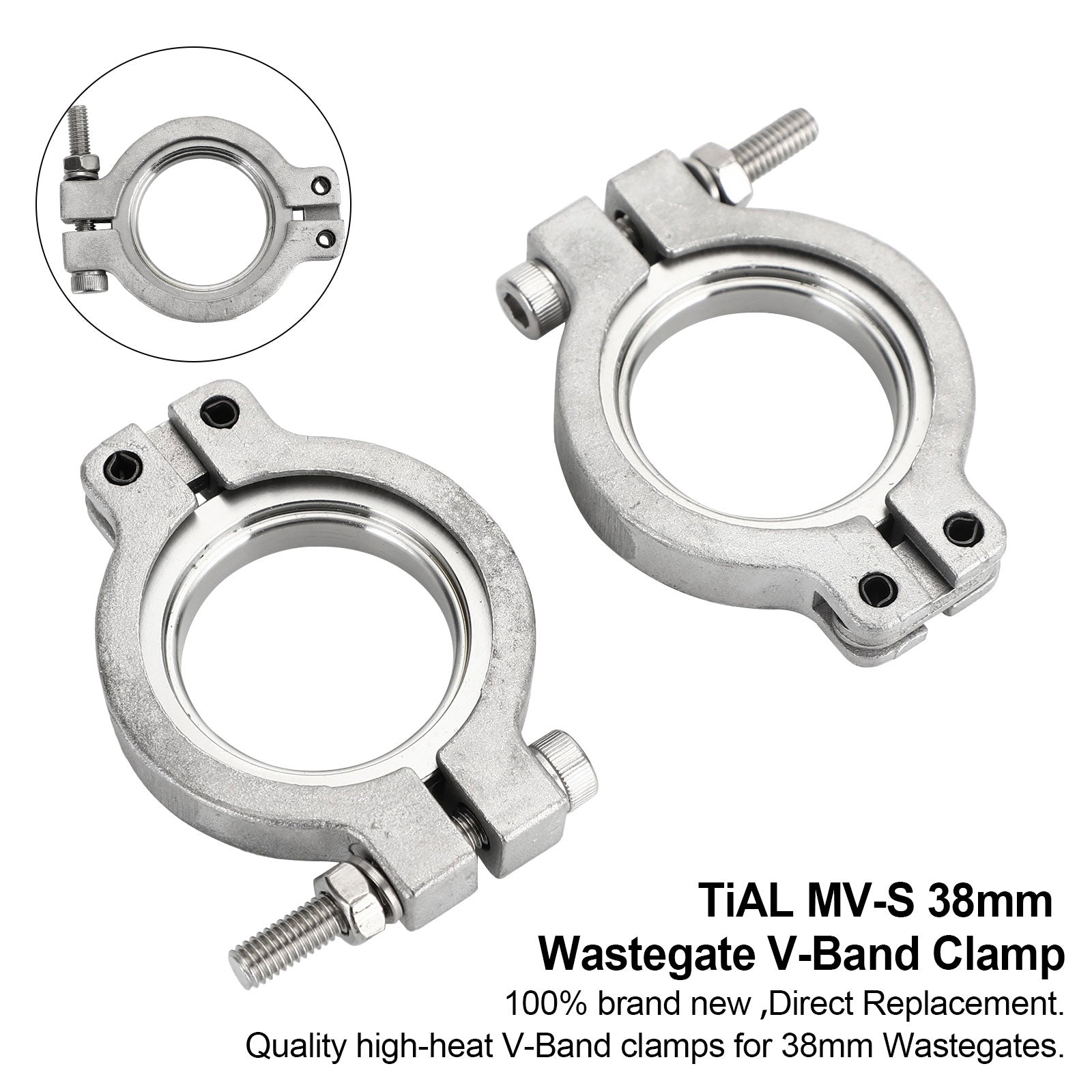 2PC TiAL MV-S 38mm Wastegate V-Band Clamp Set Kit avec Vis Écrous et Joints Générique