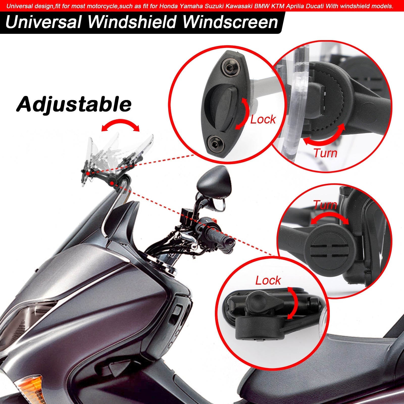 Clip ajustable universal en extensión de parabrisas Deflector de aire negro genérico