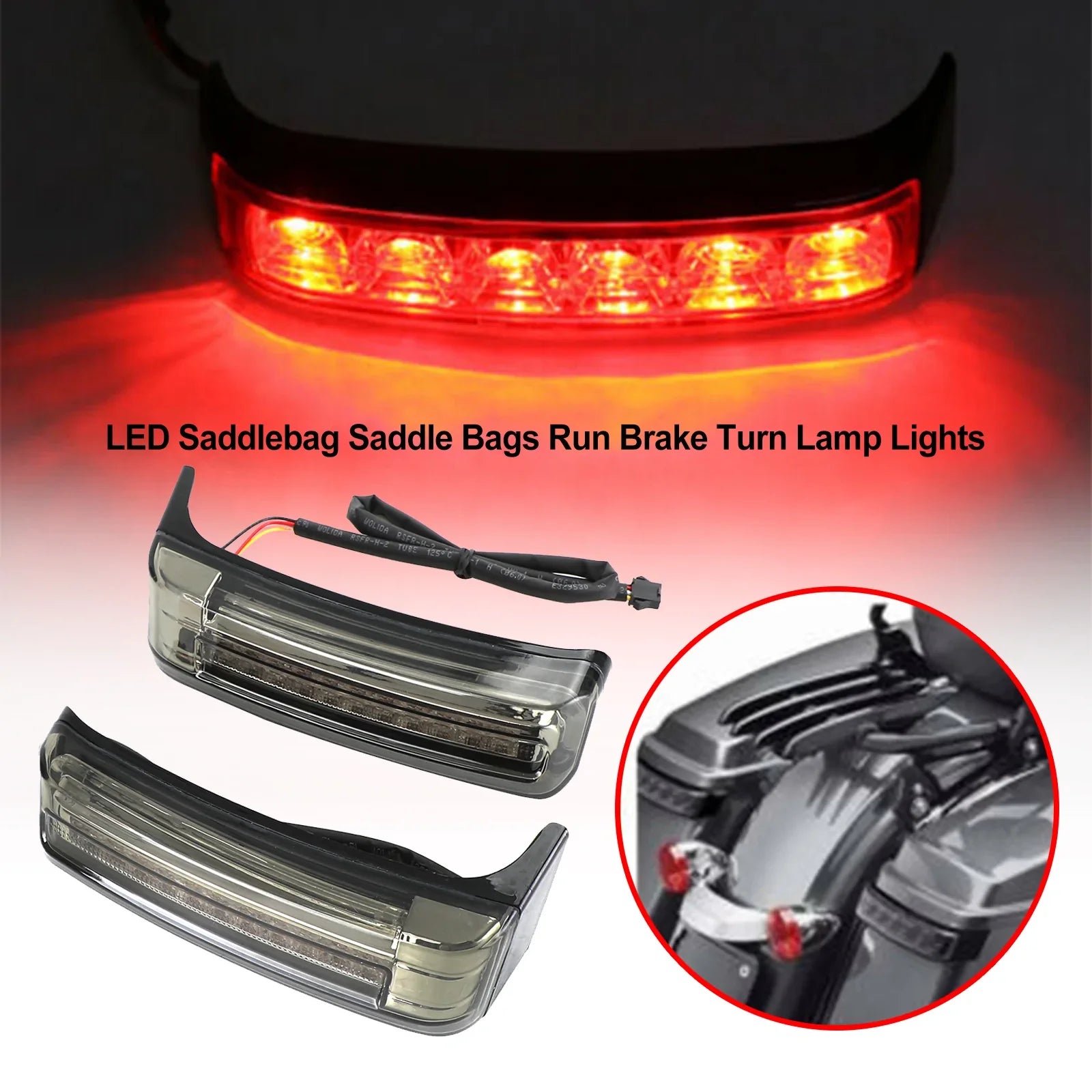 LED Tail Bag Borse da sella Run Brake Turn Lamp Lights per Touring 2014-2021 Generico