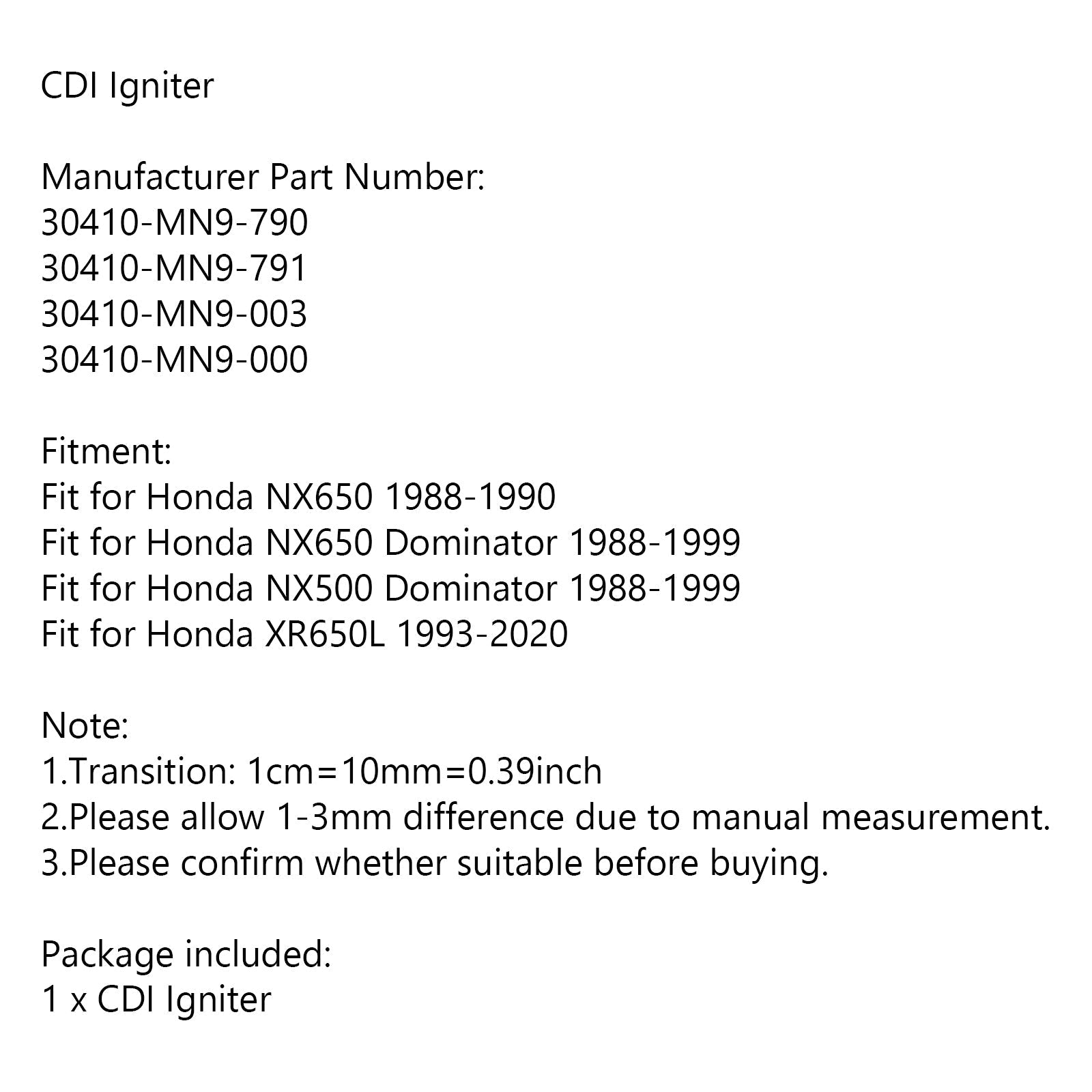 Allumeur CDI pour Honda NX650 NX500 Dominator XR650L NX650 30410-MN9-790 générique