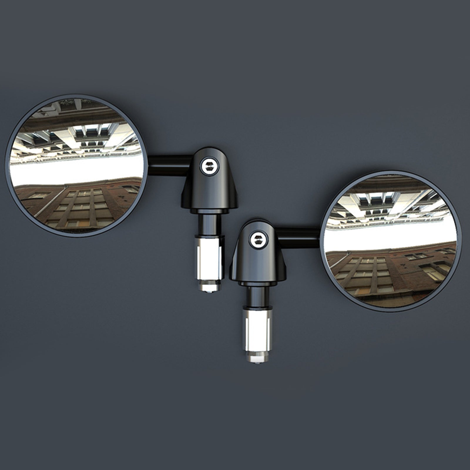 Espejos de extremo de barra ajustables de 22 mm Negro Espejo CONVEXO de 73 mm 16-18 mm ID Moto Genérico