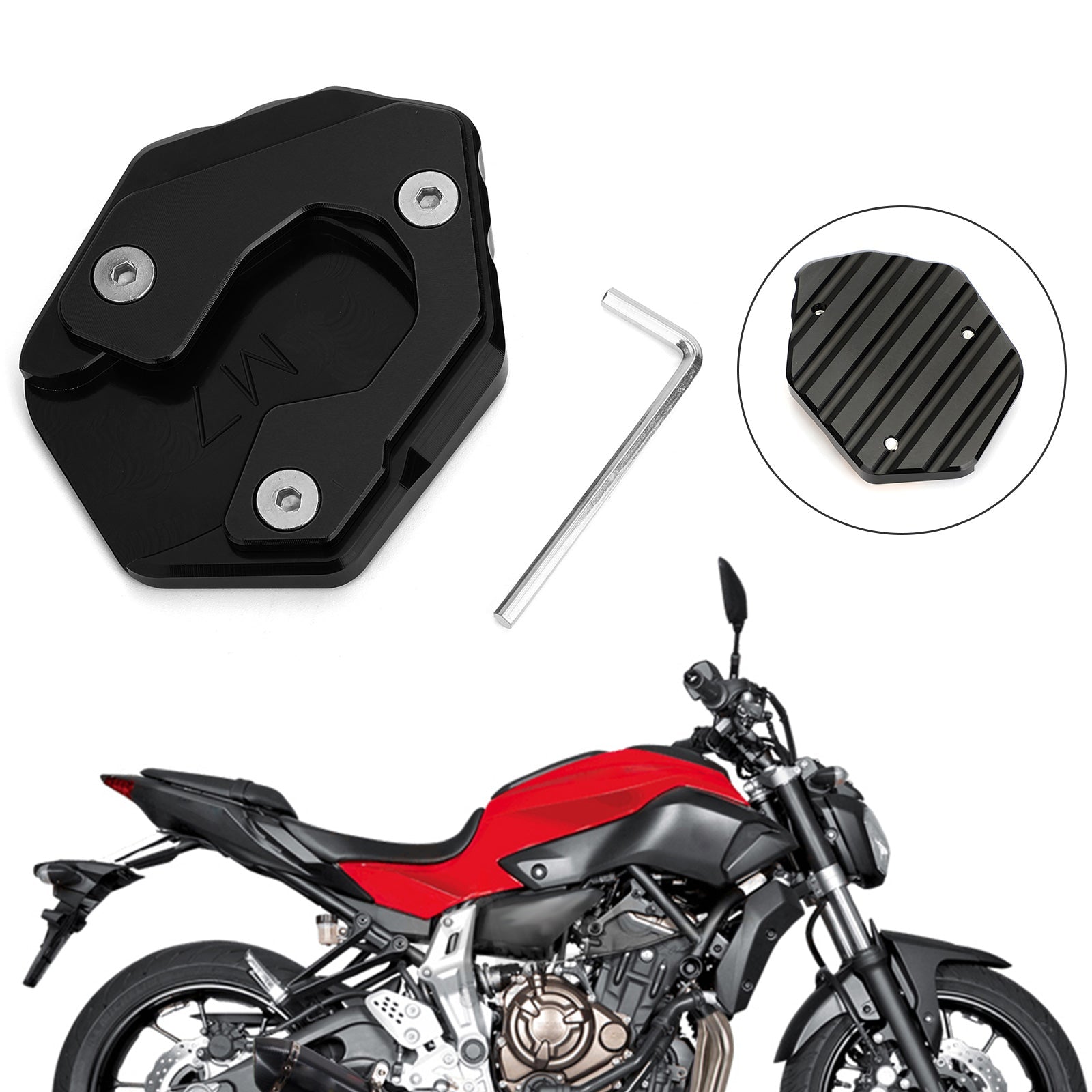 Piastra estensione cavalletto laterale per Yamaha MT-07 FZ-07 Piastra estensione cavalletto laterale per Yamaha MT-07 FZ-07 Titanio Generico