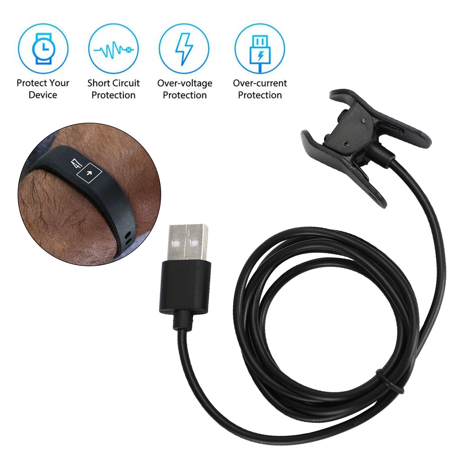 Câble de clip de charge de remplacement de chargeur de données USB de 1 m pour montre intelligente vivosmart 3