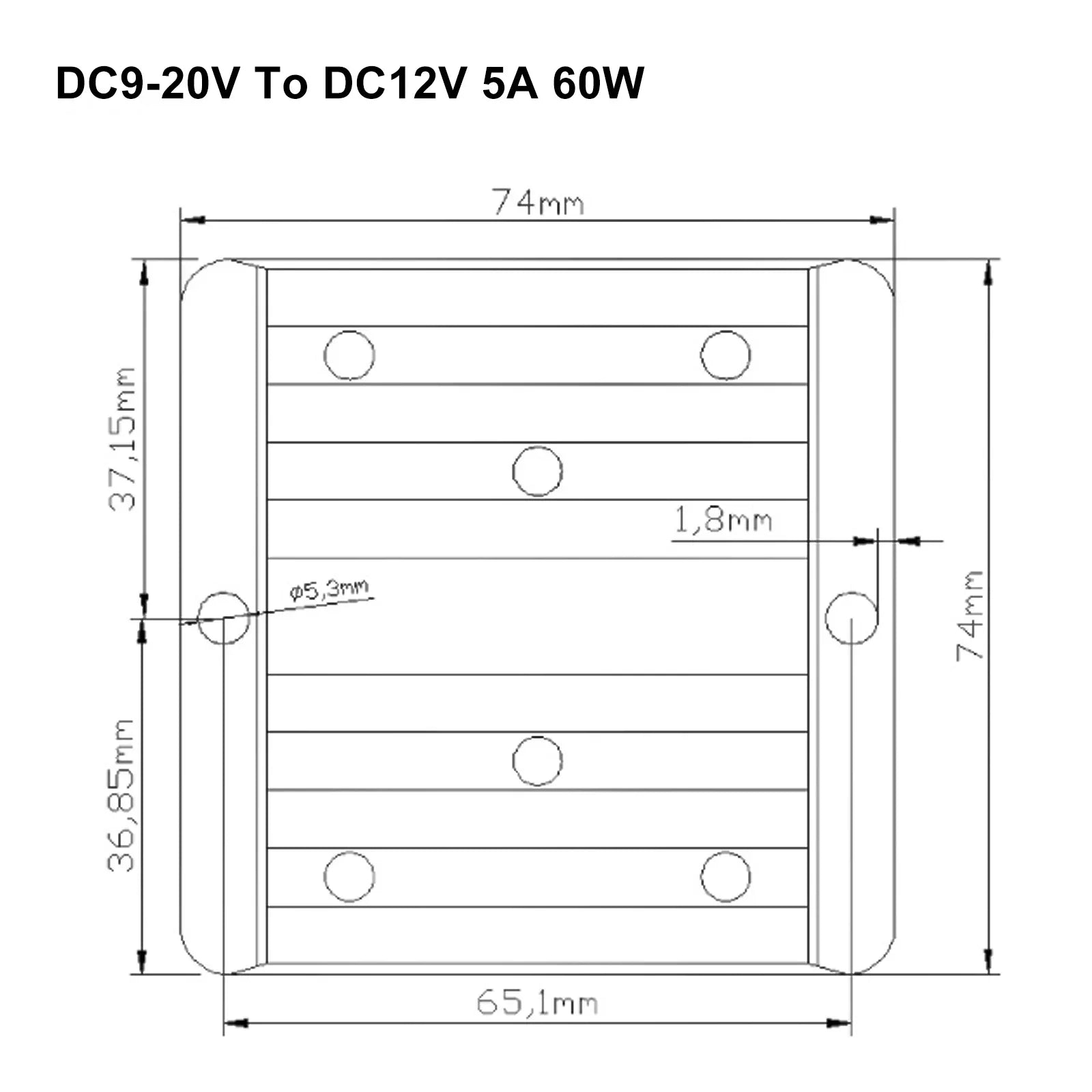 Convertisseur DC 9V-20V vers régulateur de tension de module d'alimentation abaisseur DC 12V 5A