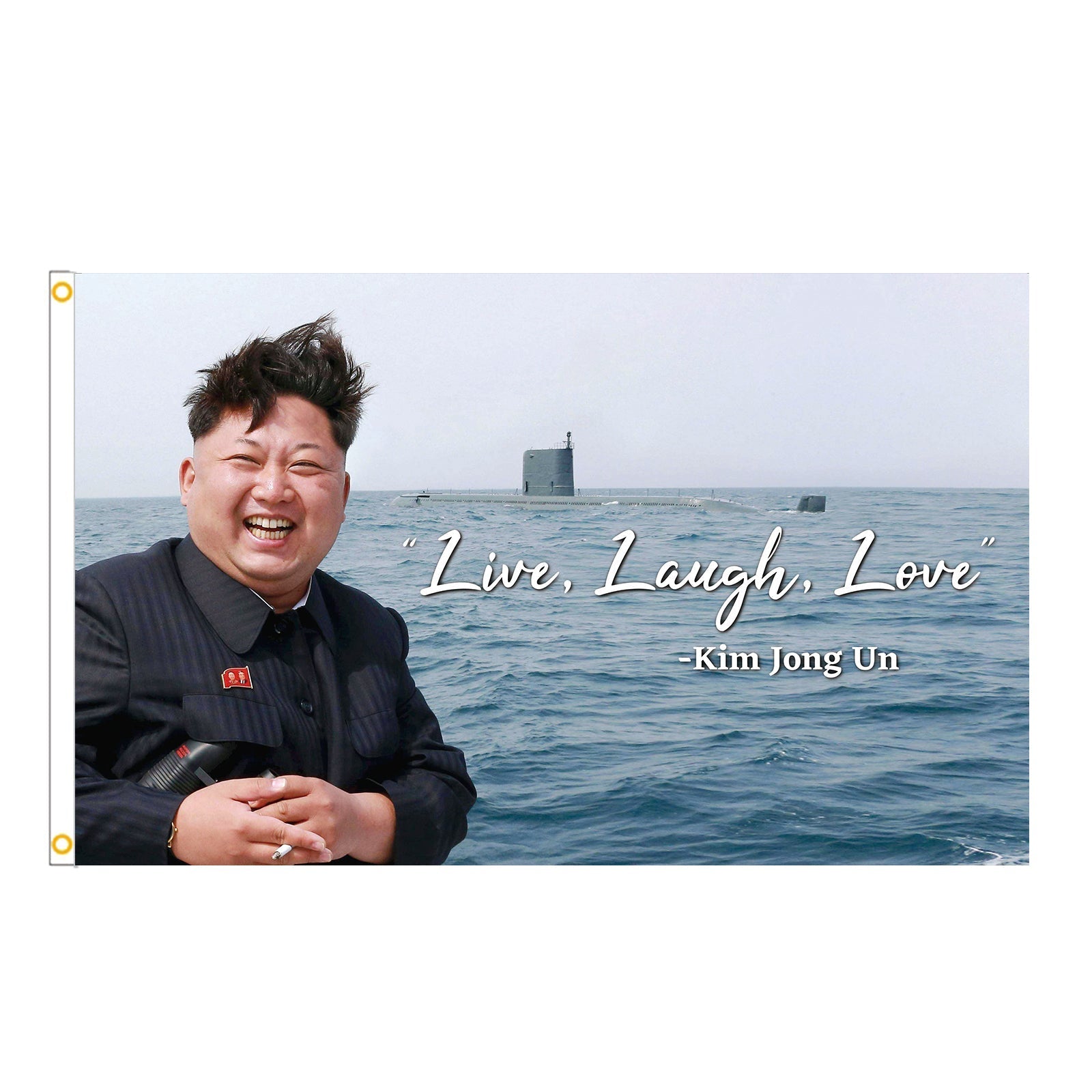 Kim Jong Un Live Laugh Love Bannière Drapeau 0,9 x 1,5 m Drapeau de jardin