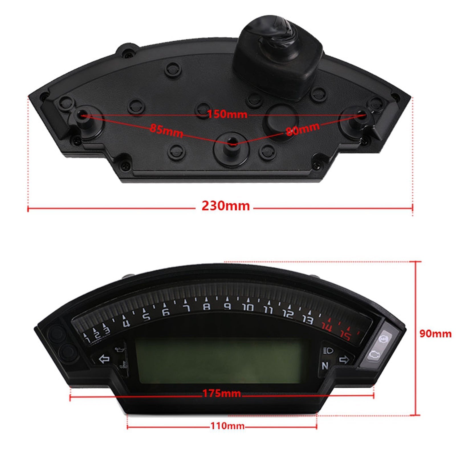 Compteur de vitesse numérique universel pour moto noir Tft 14000 tr/min compteur kilométrique rétroéclairé générique