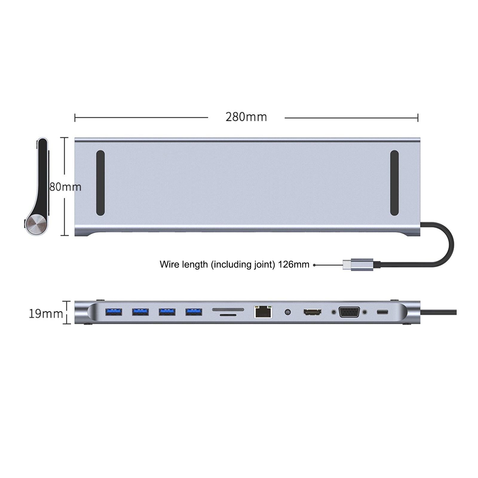 Adaptador 11 en 1 USB C a HD PD 100W para MacBook iPad Pro 11 12.9 iPad