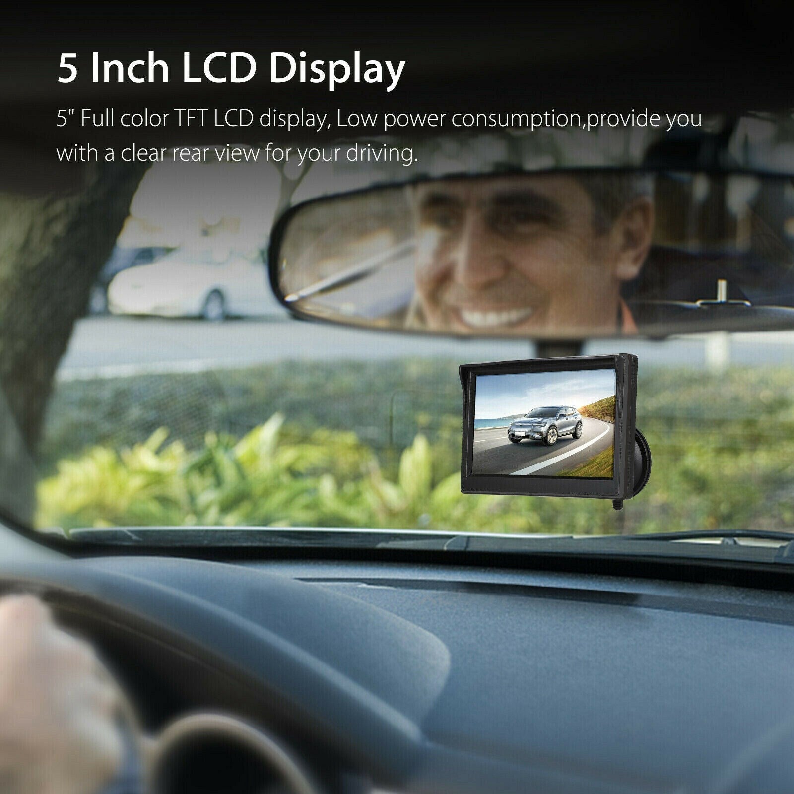 Moniteur LCD TFT HD de 5 pouces pour caméra de recul de stationnement de vue arrière de voiture