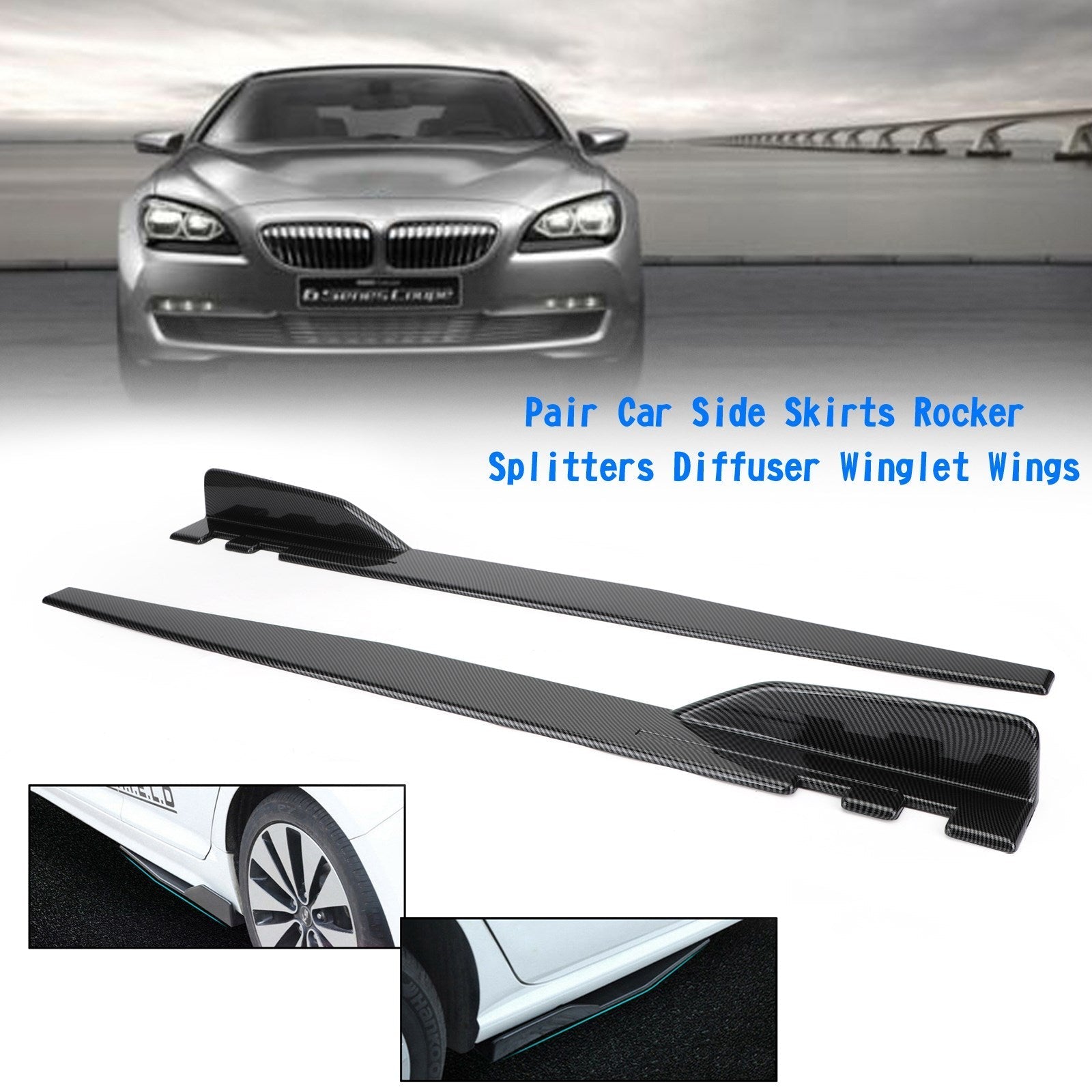 BMW E39 E46 F10/F11 Faldones laterales de fibra de carbono Rocker Splitters Difusor Winglet Wings Genérico