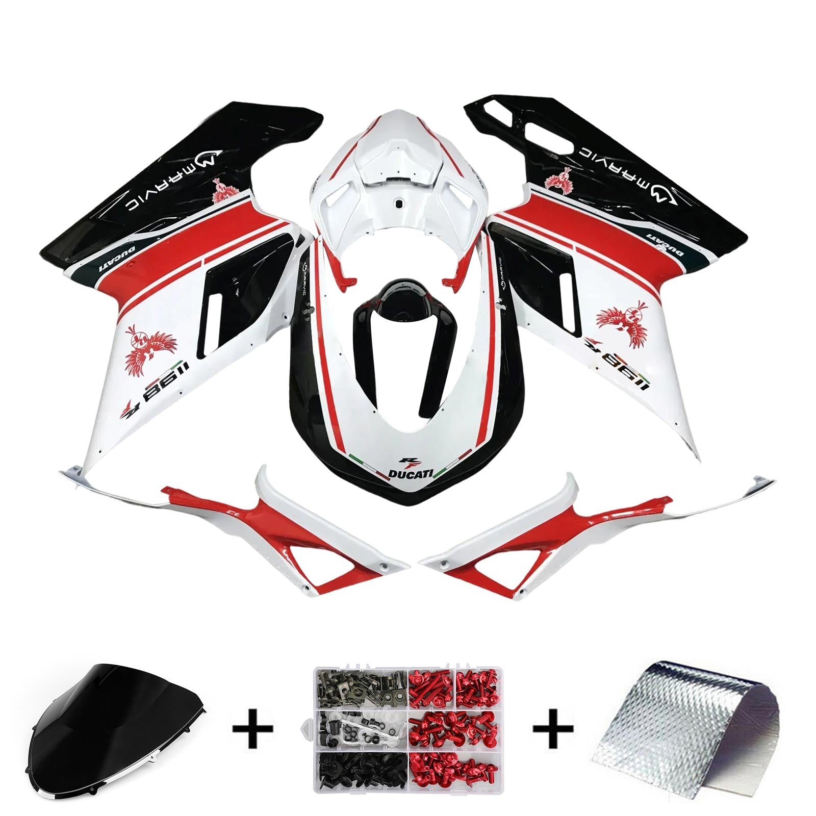 Amotopart Ducati 1098 1198 848 2007-2011 Kit de carenado de carrocería ABS