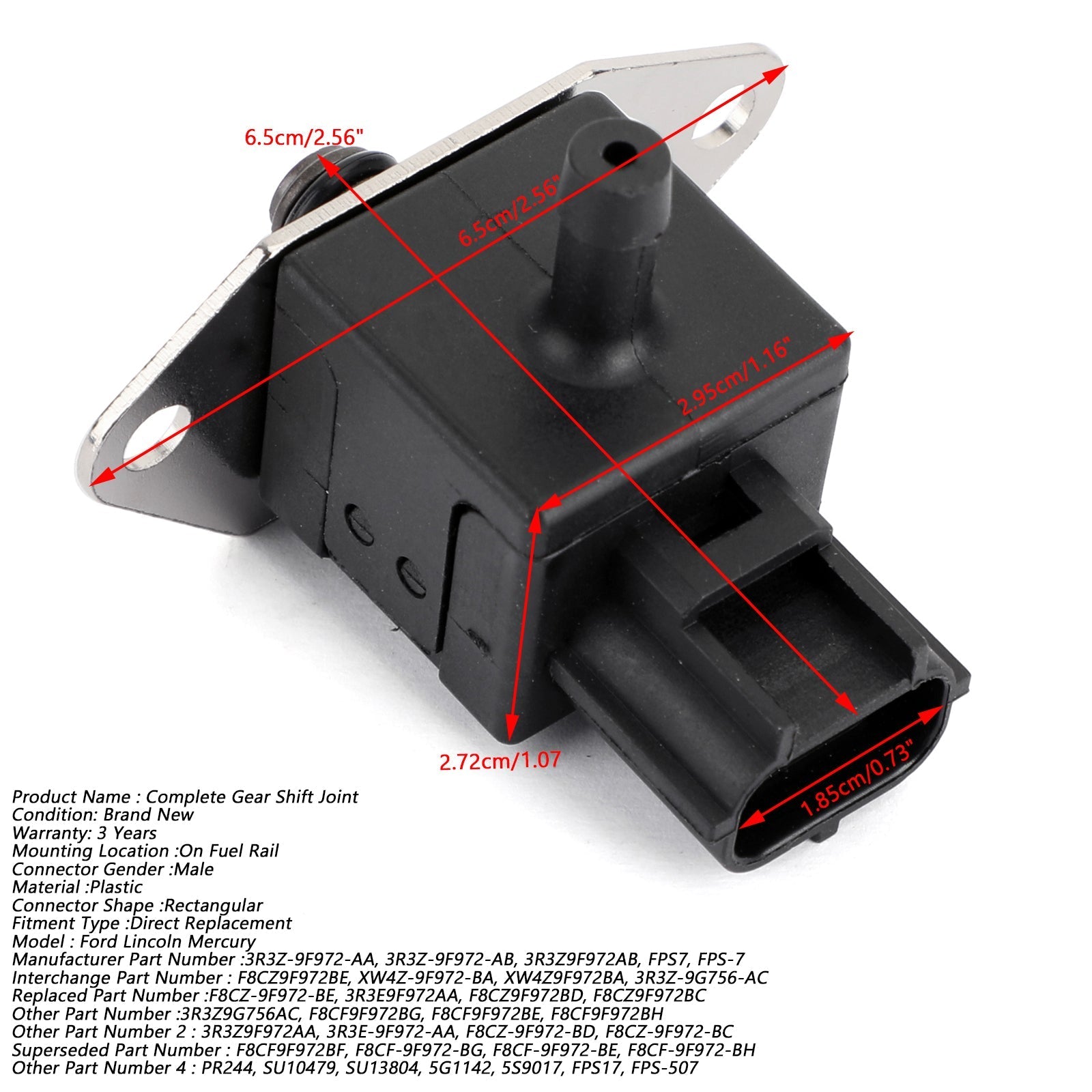 Capteur de régulateur de pression d'injection de carburant pour 98-07 Ford Lincoln Mercury FPS7 SU10479 PR244 générique