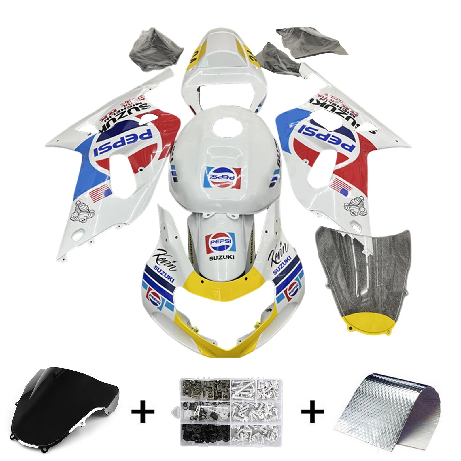 Amotopart Suzuki GSXR600 GSXR750 2001-2003 K1 Kit de carenado de carrocería de plástico ABS